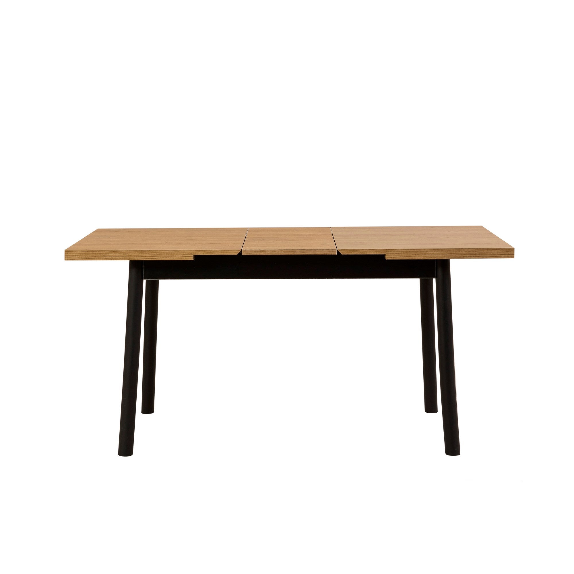 Conjunto de mesa de jantar extensível e cadeiras (5 peças), preto, 120-153 x 75 x 77 cm | 100% revestido em melamina, tecido couro sintético, pernas de madeira de faia | Elegante e funcional para espaços de jantar modernos