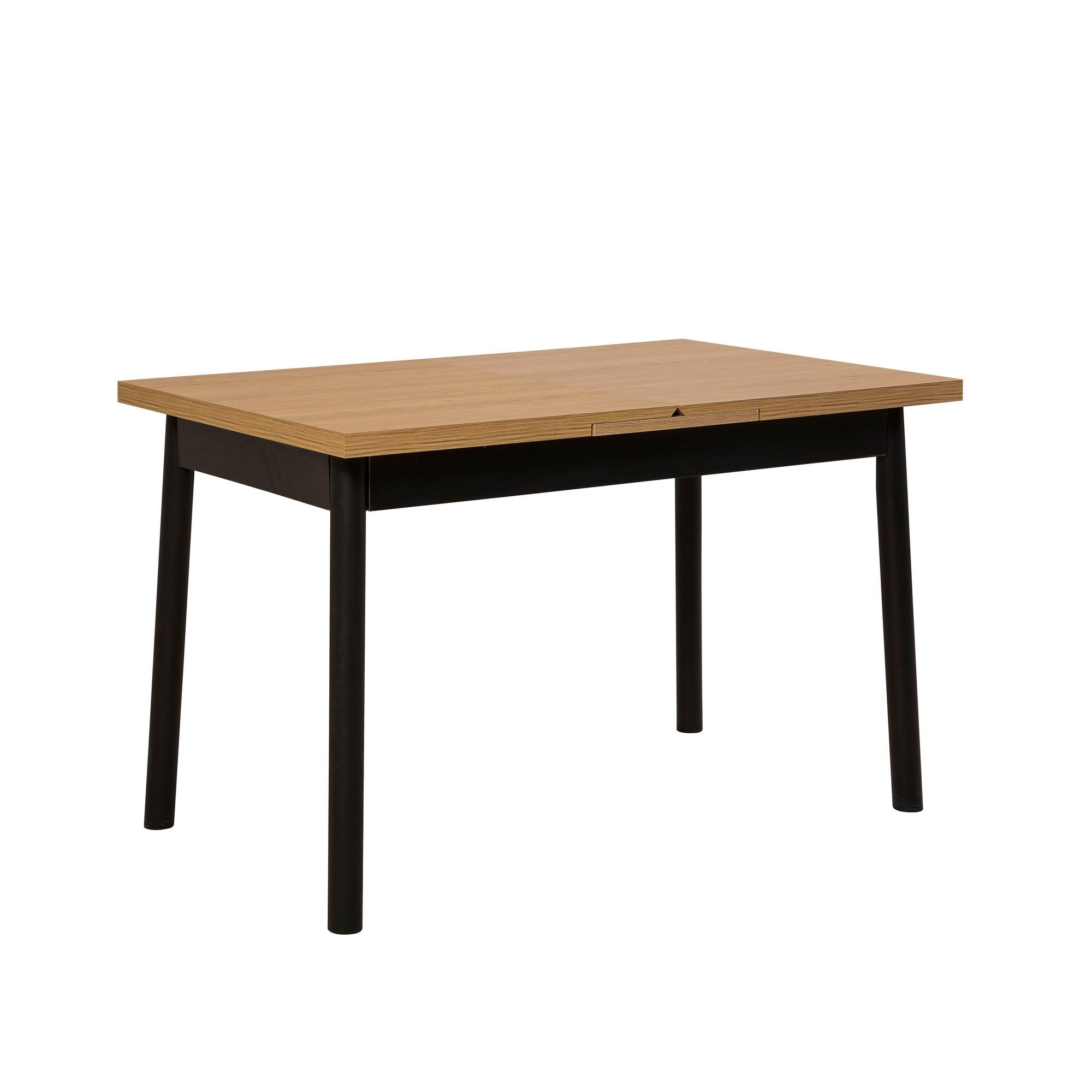 Conjunto de mesa de jantar extensível e cadeiras (6 peças), preto, 120-153 x 75 x 77 cm | 100% revestido em melamina, tecido couro sintético, pernas de madeira de faia | Elegante e funcional para refeições modernas