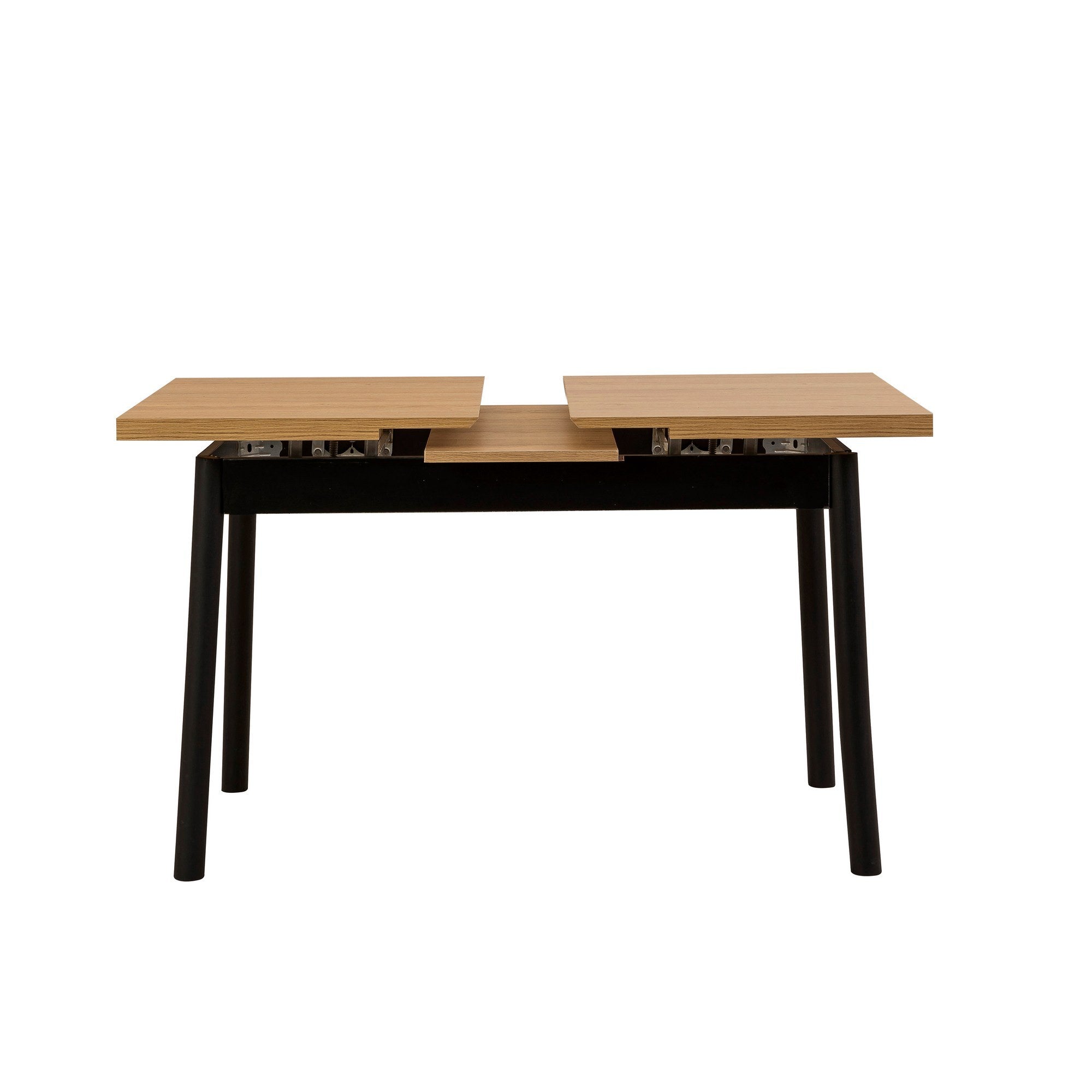 Conjunto de mesa de jantar extensível e cadeiras (6 peças), preto, 120-153 x 75 x 77 cm | 100% revestido em melamina, tecido couro sintético, pernas de madeira de faia | Elegante e funcional para refeições modernas