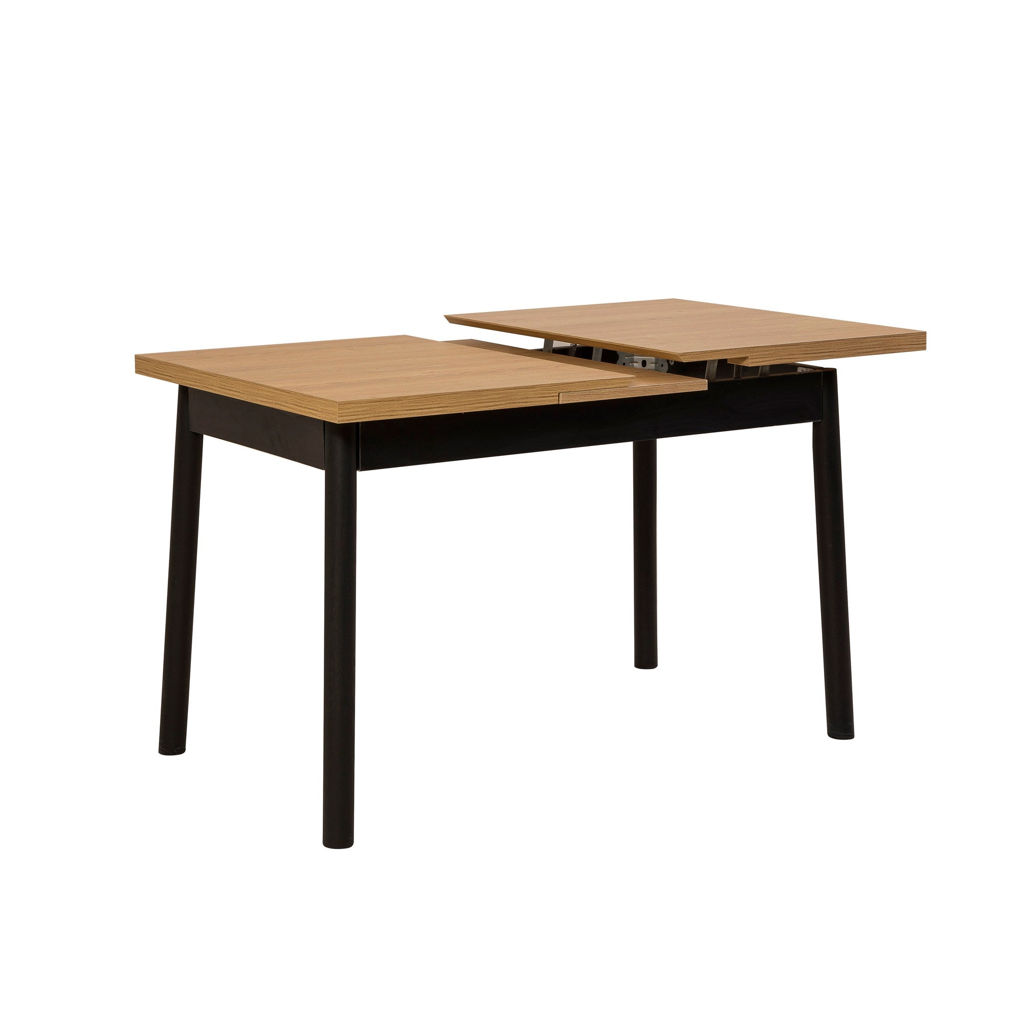 Conjunto de mesa de jantar extensível e cadeiras (4 peças), preto, 120-155 cm | Painel de partículas 100% revestido de melamina, cadeiras de couro sintético | Elegante e funcional para espaços de jantar modernos