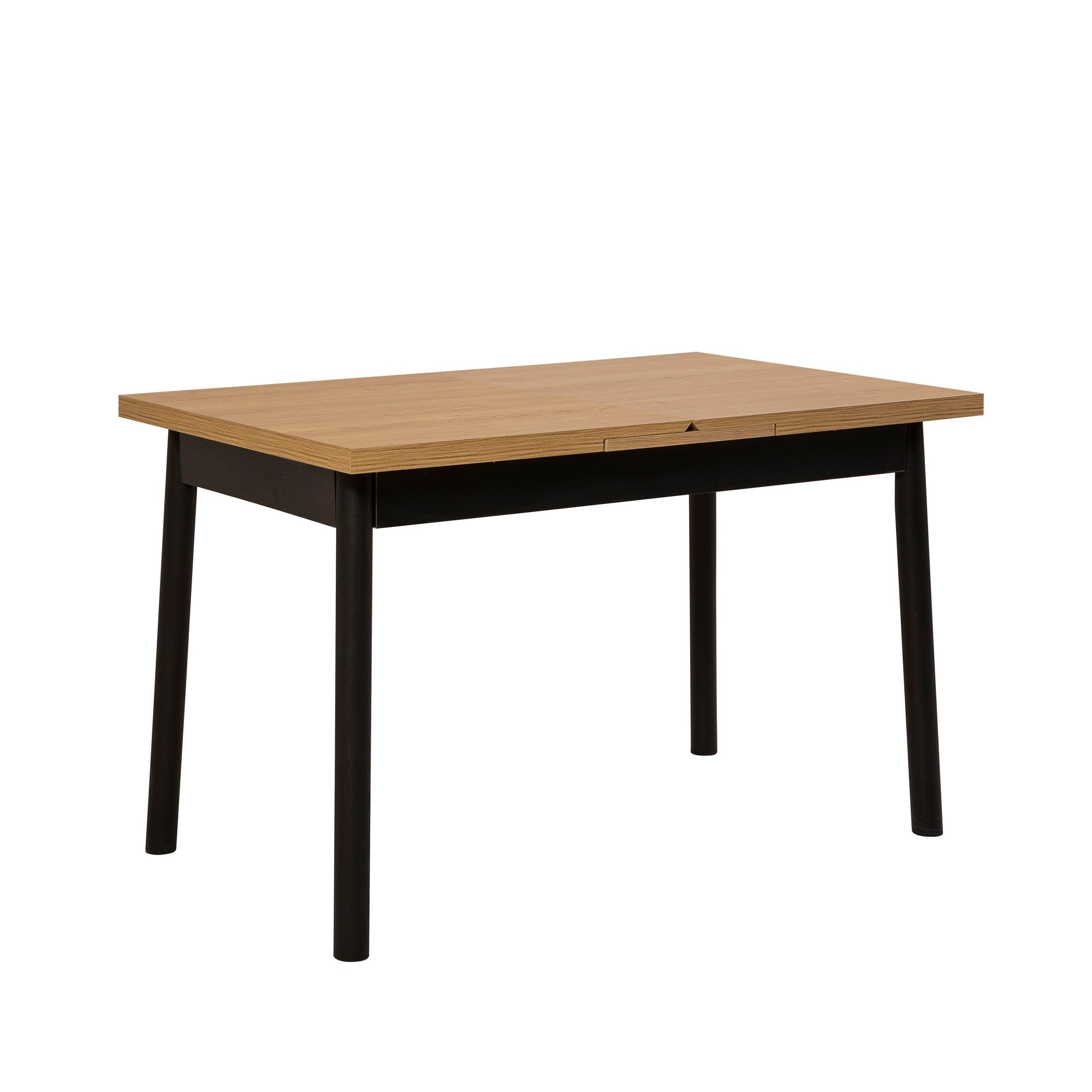 Conjunto de mesa de jantar extensível e cadeiras (4 peças), preto, 120-155 x 75 x 77 cm | 100% revestido em melamina, tecido couro sintético, pernas de madeira de faia | Elegante e funcional para refeições modernas