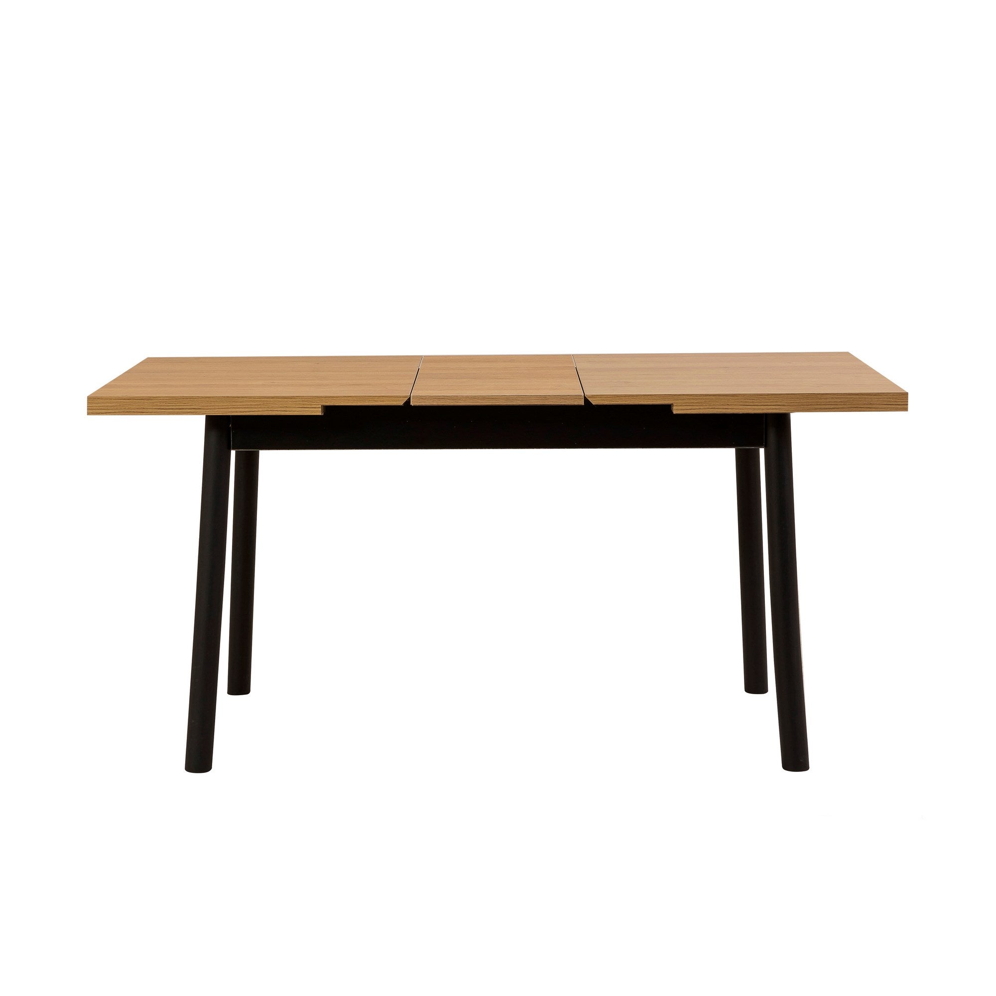 Conjunto de mesa de jantar extensível e cadeiras (4 peças), preto, 120-155 x 75 x 77 cm | 100% revestido em melamina, tecido couro sintético, pernas de madeira de faia | Elegante e funcional para refeições modernas