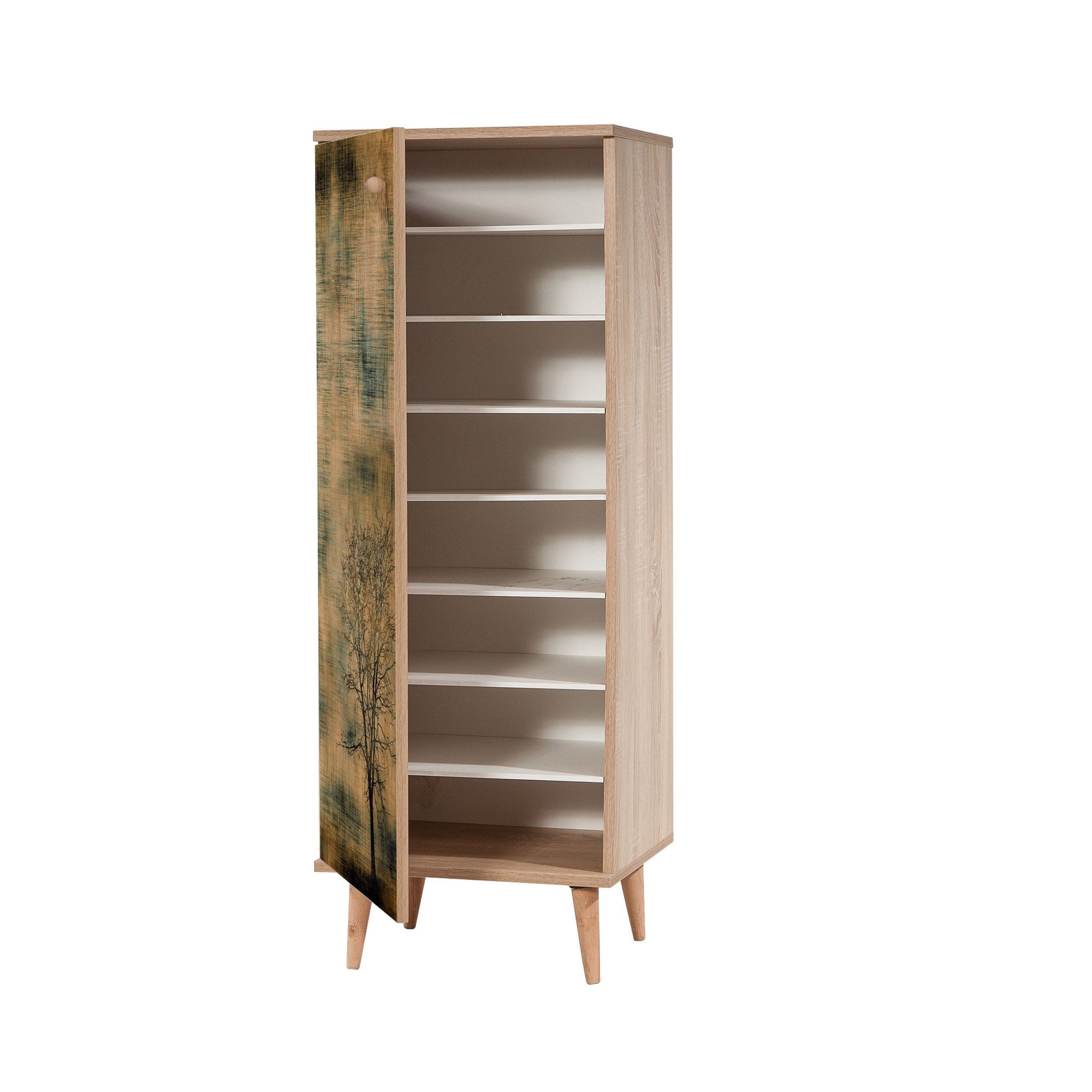 Conjunto de móveis elegantes para corredor, 100% aglomerado revestido em melamina, pernas de madeira | Sapateira (50x135x38 cm) e banco (105x50x40 cm) | Design elegante e ecológico da Sonomo