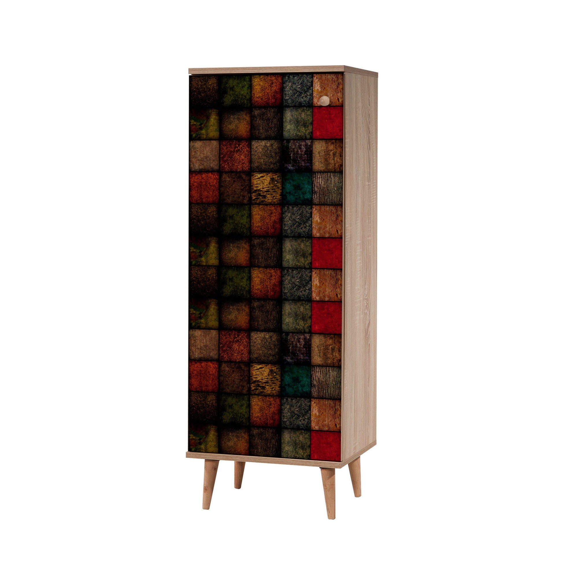 Conjunto de móveis elegantes para corredor, 100% aglomerado revestido em melamina, pernas de madeira | Sapateira (50x135x38 cm) e banco (105x50x40 cm) | Design elegante e ecológico da Sonomo
