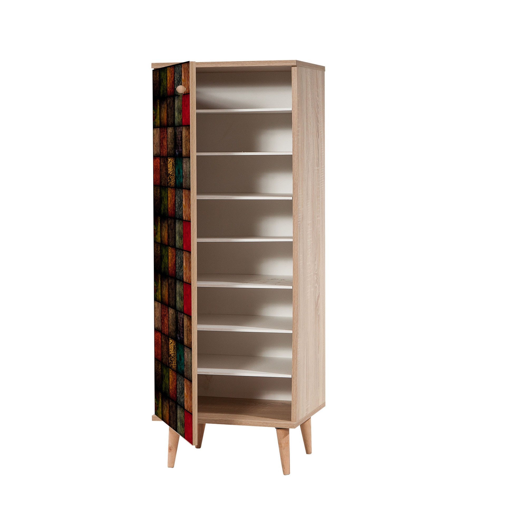 Conjunto de móveis elegantes para corredor, 100% aglomerado revestido em melamina, pernas de madeira | Sapateira (50x135x38 cm) e banco (105x50x40 cm) | Design elegante e ecológico da Sonomo