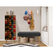 Conjunto de móveis elegantes para corredor, 100% aglomerado revestido em melamina, pernas de madeira, sapateira e banco, Sonomo/Antracite, perfeito para entrada