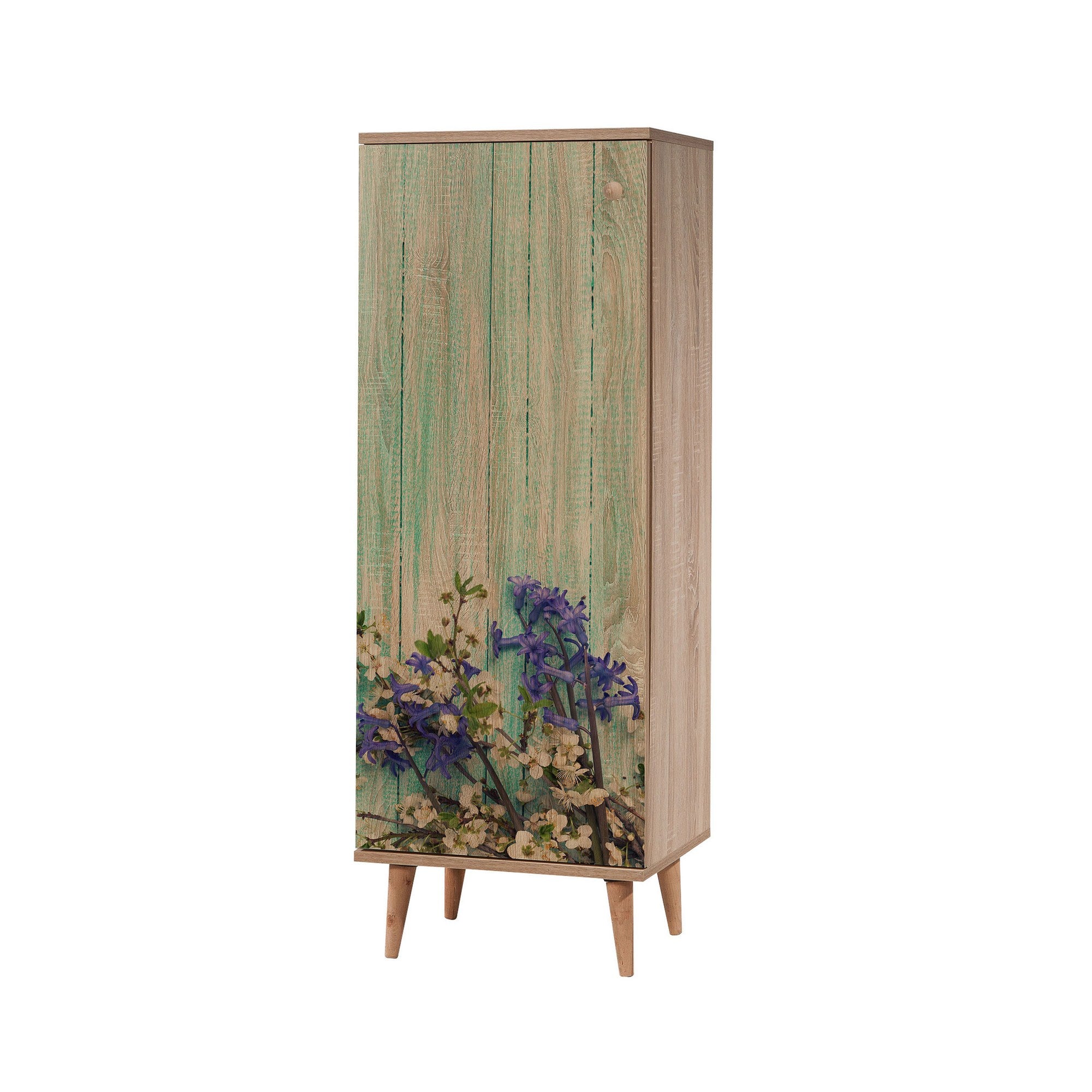 Conjunto de móveis elegantes para corredor, 100% aglomerado revestido em melamina, pernas de madeira | Sapateira (50x135x38 cm) e banco (105x50x40 cm) | Design elegante e ecológico da Sonomo