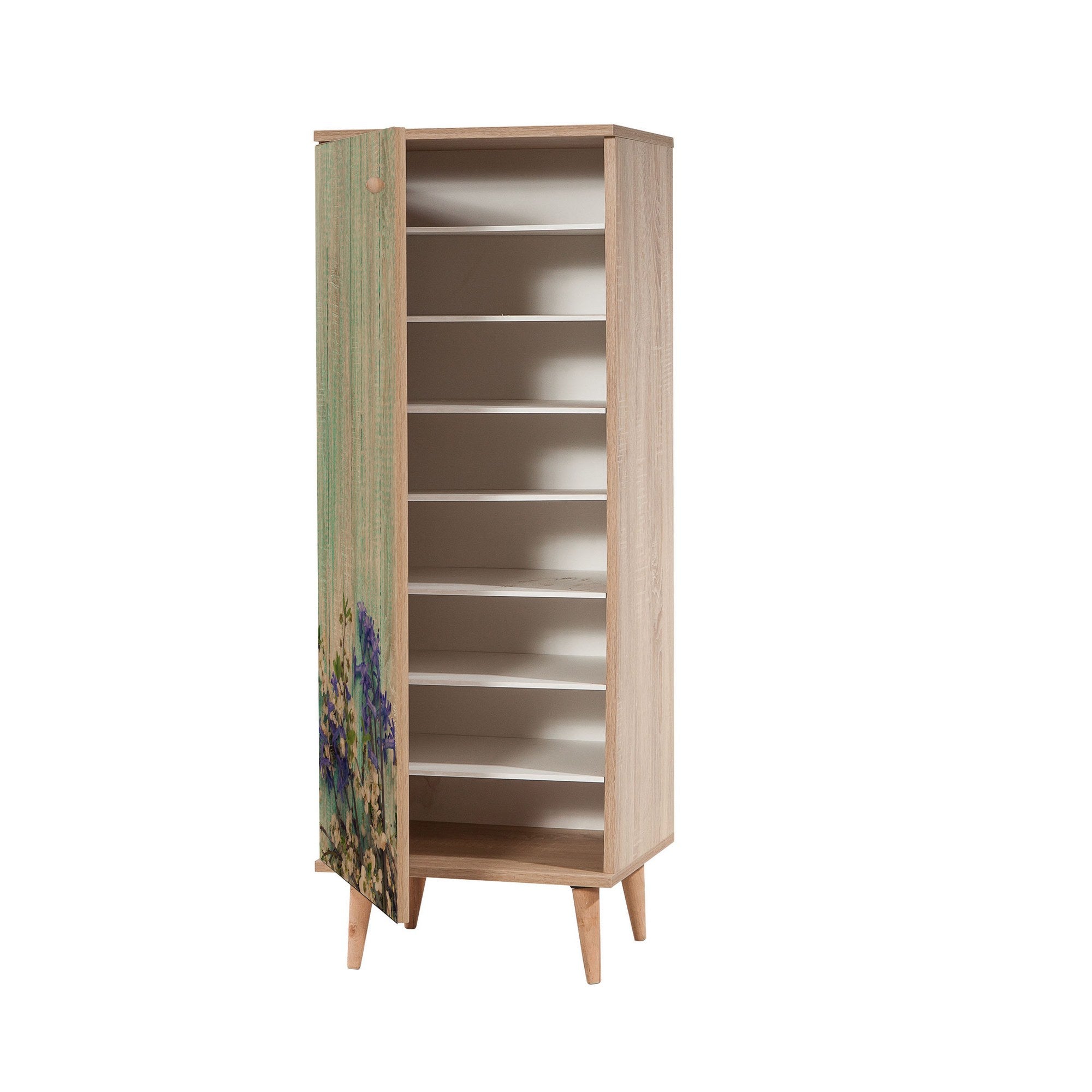 Conjunto de móveis elegantes para corredor, 100% aglomerado revestido em melamina, pernas de madeira | Sapateira (50x135x38 cm) e banco (105x50x40 cm) | Design elegante e ecológico da Sonomo