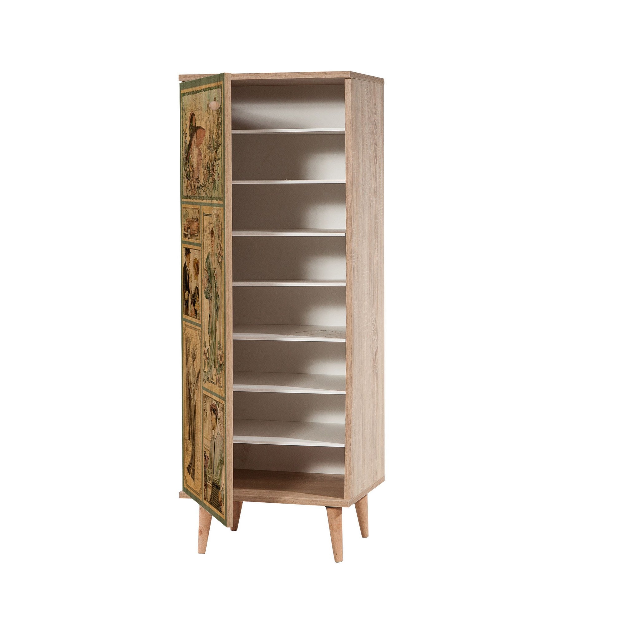 Conjunto de móveis elegantes para corredor, 100% aglomerado revestido em melamina, pernas de madeira | Sapateira (50x135x38 cm) e banco (105x50x40 cm) | Design elegante e ecológico da Sonomo