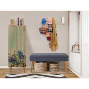 Conjunto de móveis elegantes para corredor, 100% revestido em melamina, pernas de madeira, sapateira (50x135x38 cm) e banco (105x50x40 cm), azul escuro e Sonamo, elegante e funcional