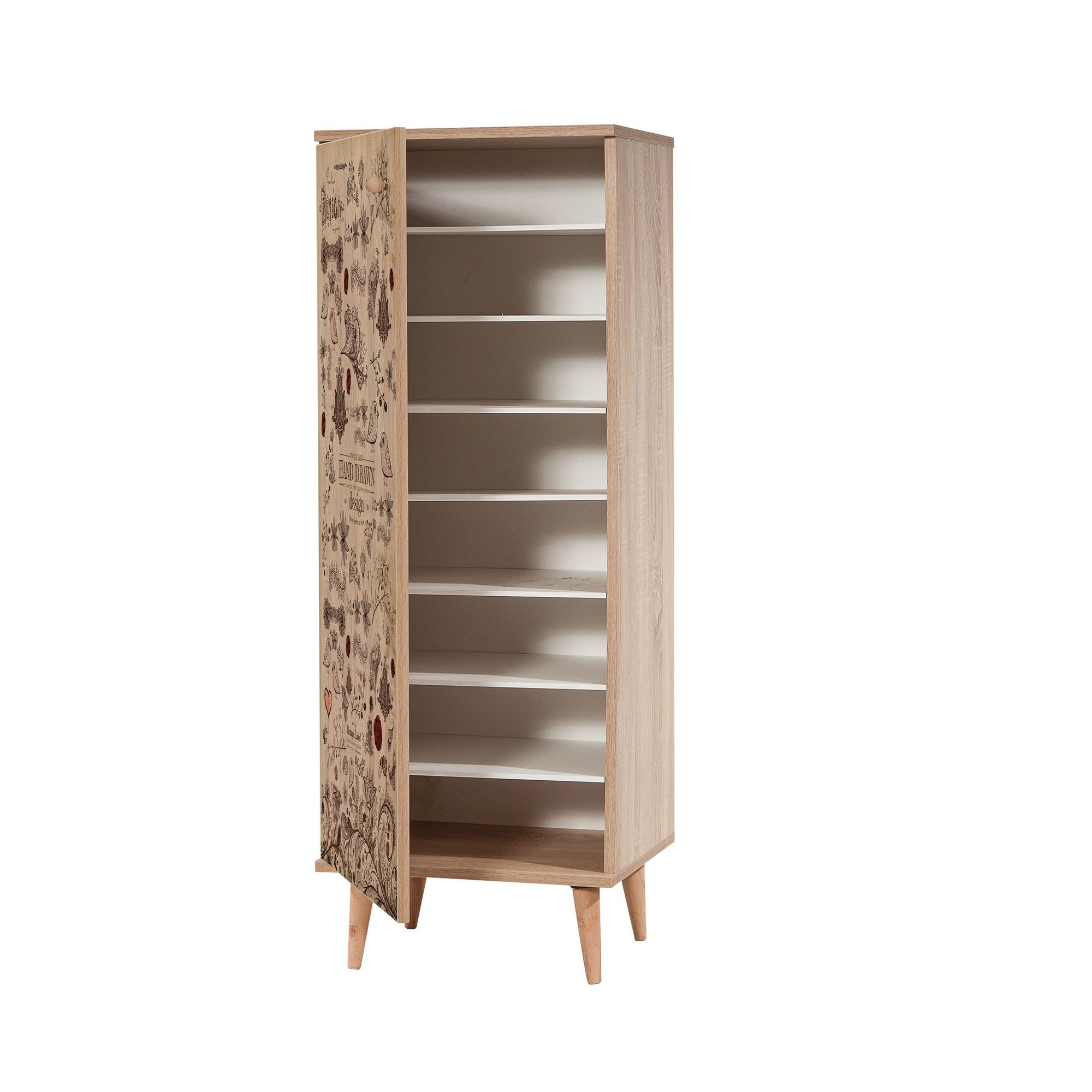 Conjunto elegante de móveis para corredor, 100% aglomerado revestido em melamina, pernas de madeira, banco e sapateira de veludo, cores Sonomo e pedra | Perfeito para entradas