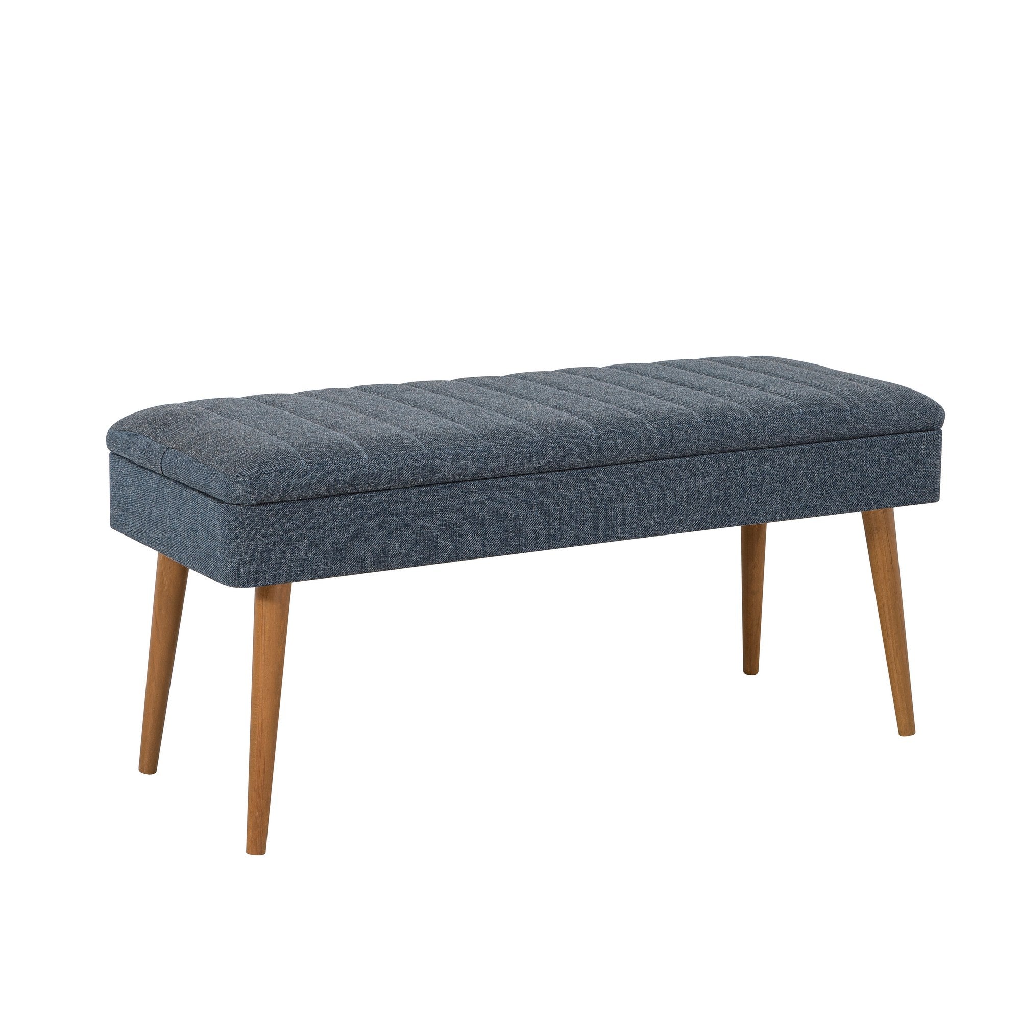 Conjunto de móveis elegantes para corredor, 100% aglomerado revestido em melamina, 18 mm de espessura, pernas de madeira, sapateira e banco, Sonomo e azul escuro, perfeito para entradas