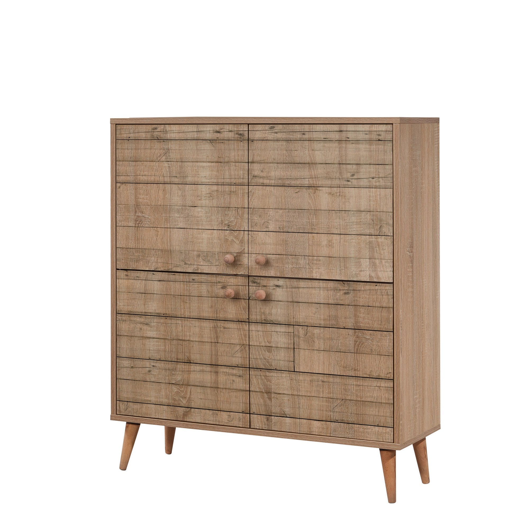 Conjunto elegante de móveis para corredor, 100% revestido em melamina, pernas de madeira, sapateira e banco de veludo, cores Sonomo e pedra | Perfeito para organização de entrada