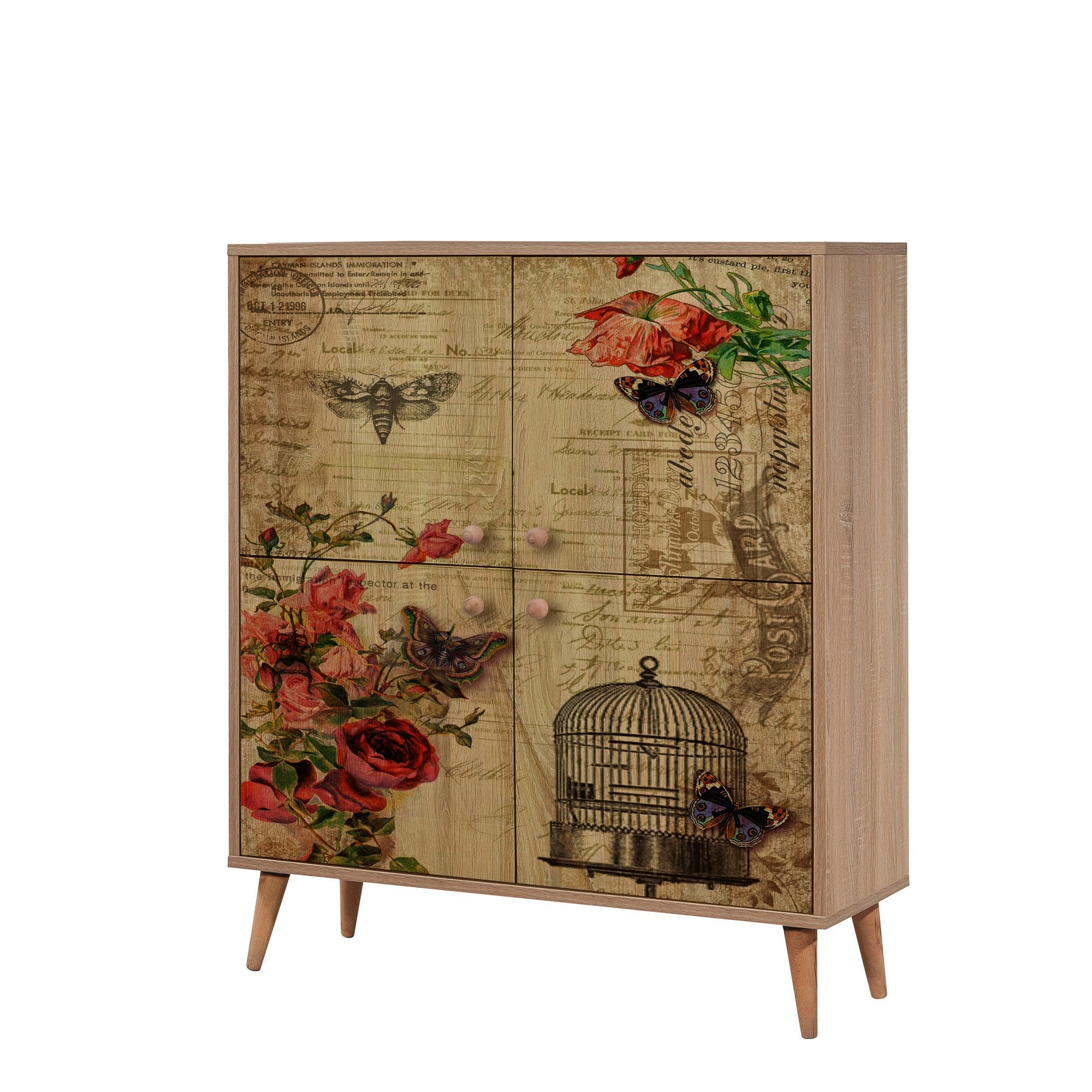 Conjunto elegante de móveis para corredor, 100% revestido em melamina, pernas de madeira, sapateira e banco de veludo, cores Sonomo e pedra | Perfeito para organização de entrada