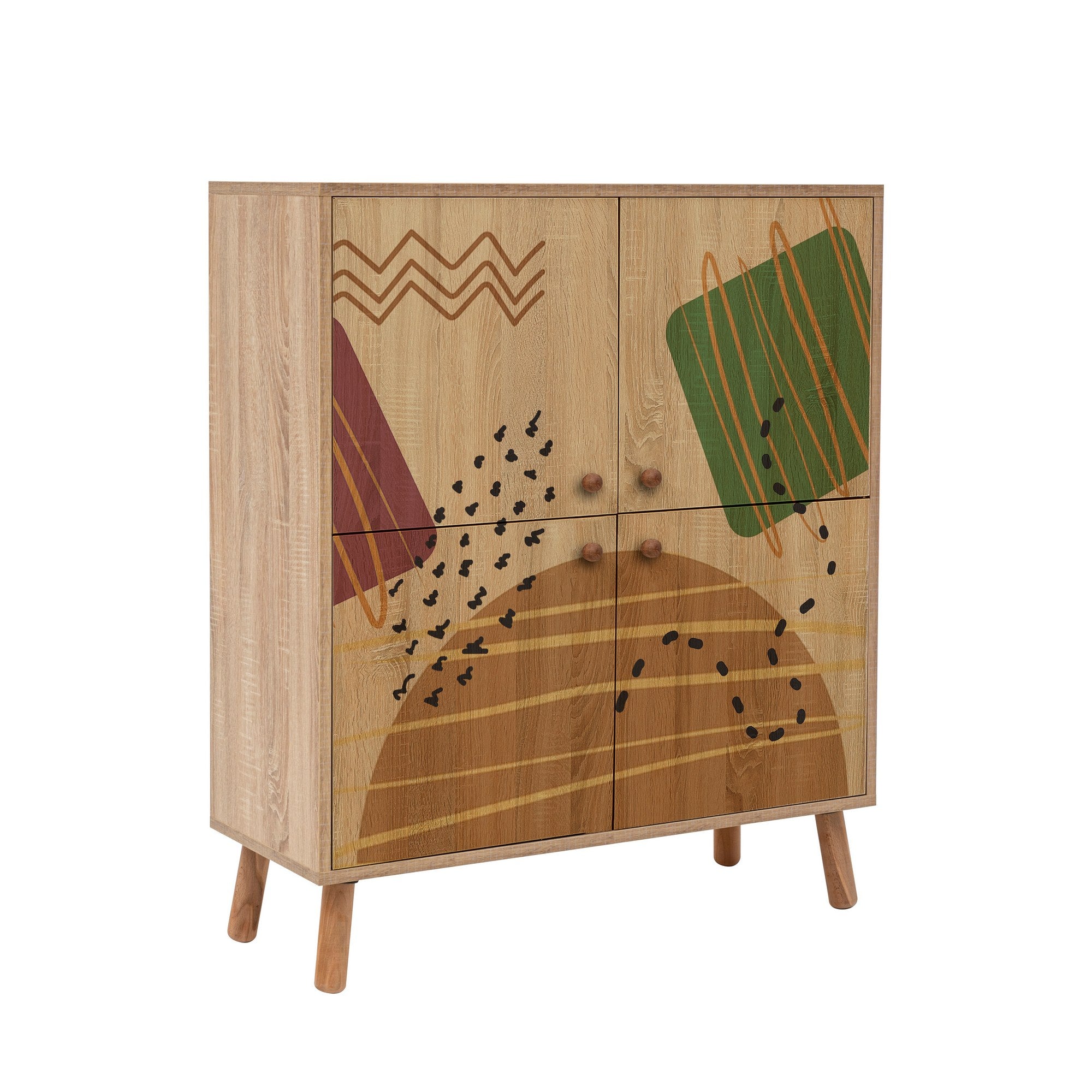 Conjunto elegante de móveis para corredor, 100% revestido em melamina, pernas de madeira, sapateira e banco de veludo, cores Sonomo e pedra | Perfeito para organização de entrada
