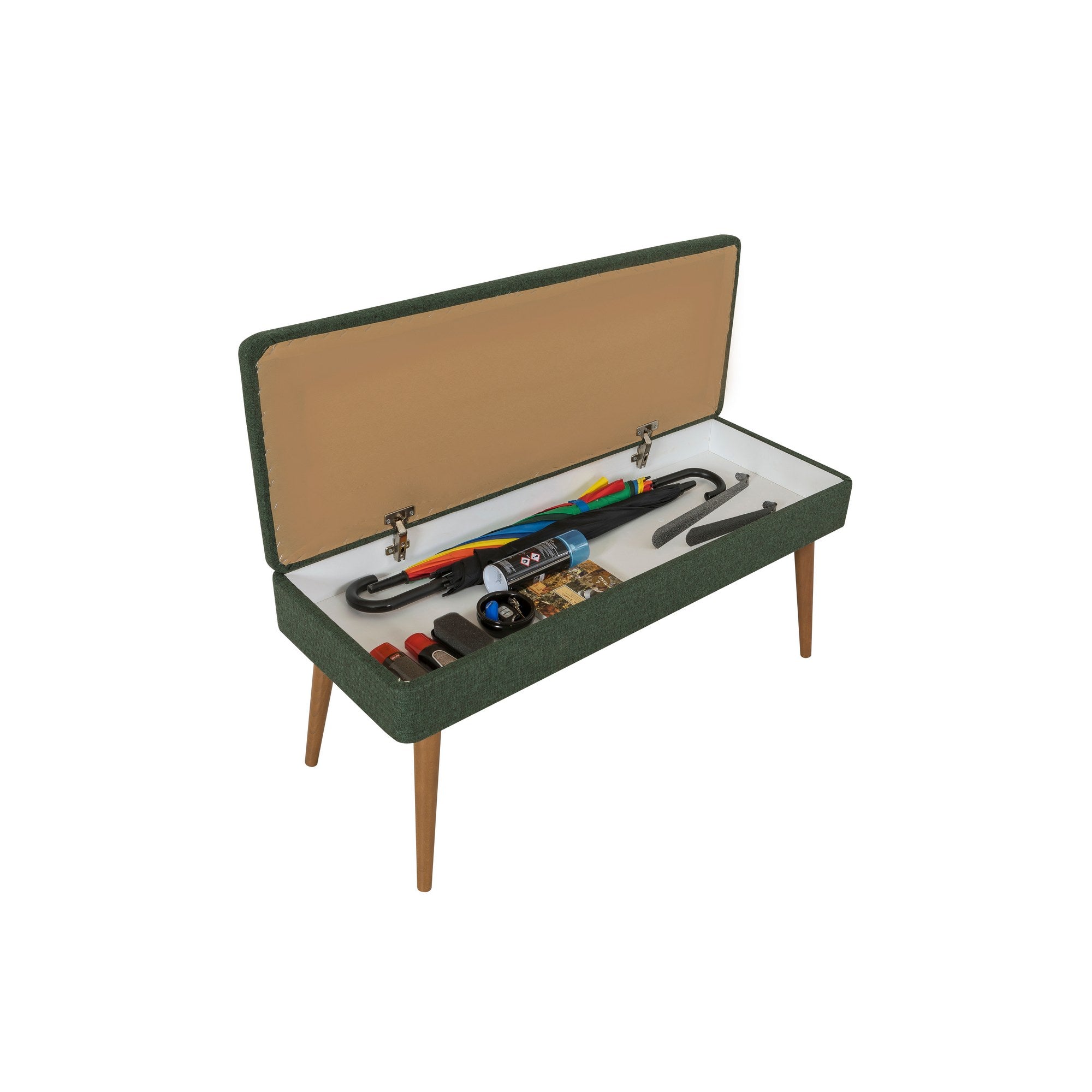 Conjunto de móveis elegantes para corredor, 100% aglomerado revestido em melamina, pernas de madeira, sapateira e banco, Sonomo e verde, perfeito para decoração de entrada