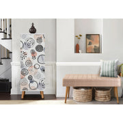 Conjunto de móveis elegantes para corredor, painel de partículas 100% revestido em melamina, pernas de madeira, banco de veludo, branco e pedra, sapateira: 50x135x38 cm, banco: 105x50x40 cm.