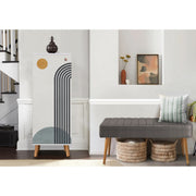 Conjunto elegante de móveis para corredor, 100% aglomerado revestido em melamina, pernas de madeira | Sapateira (50x135x38 cm) e banco de veludo (105x50x40 cm) | Design branco e cinza
