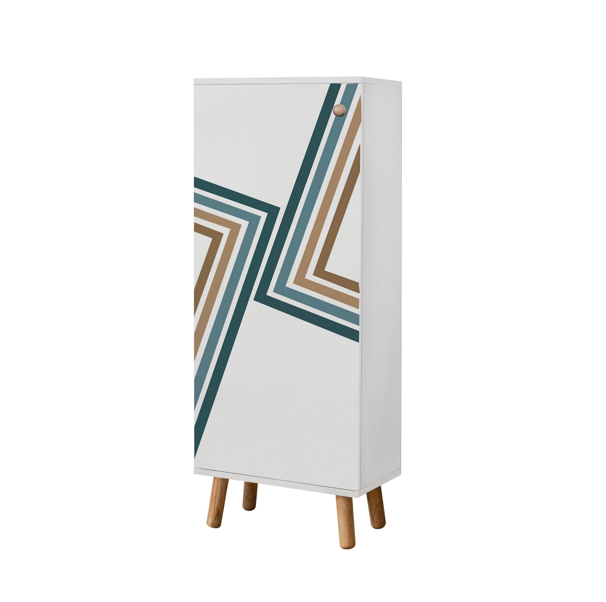 Conjunto de móveis elegantes para corredor, branco e verde, 100% revestido em melamina, 18 mm de espessura | Sapateira (50x135x38 cm) e banco (105x50x40 cm) com pés de madeira e tecido de linho