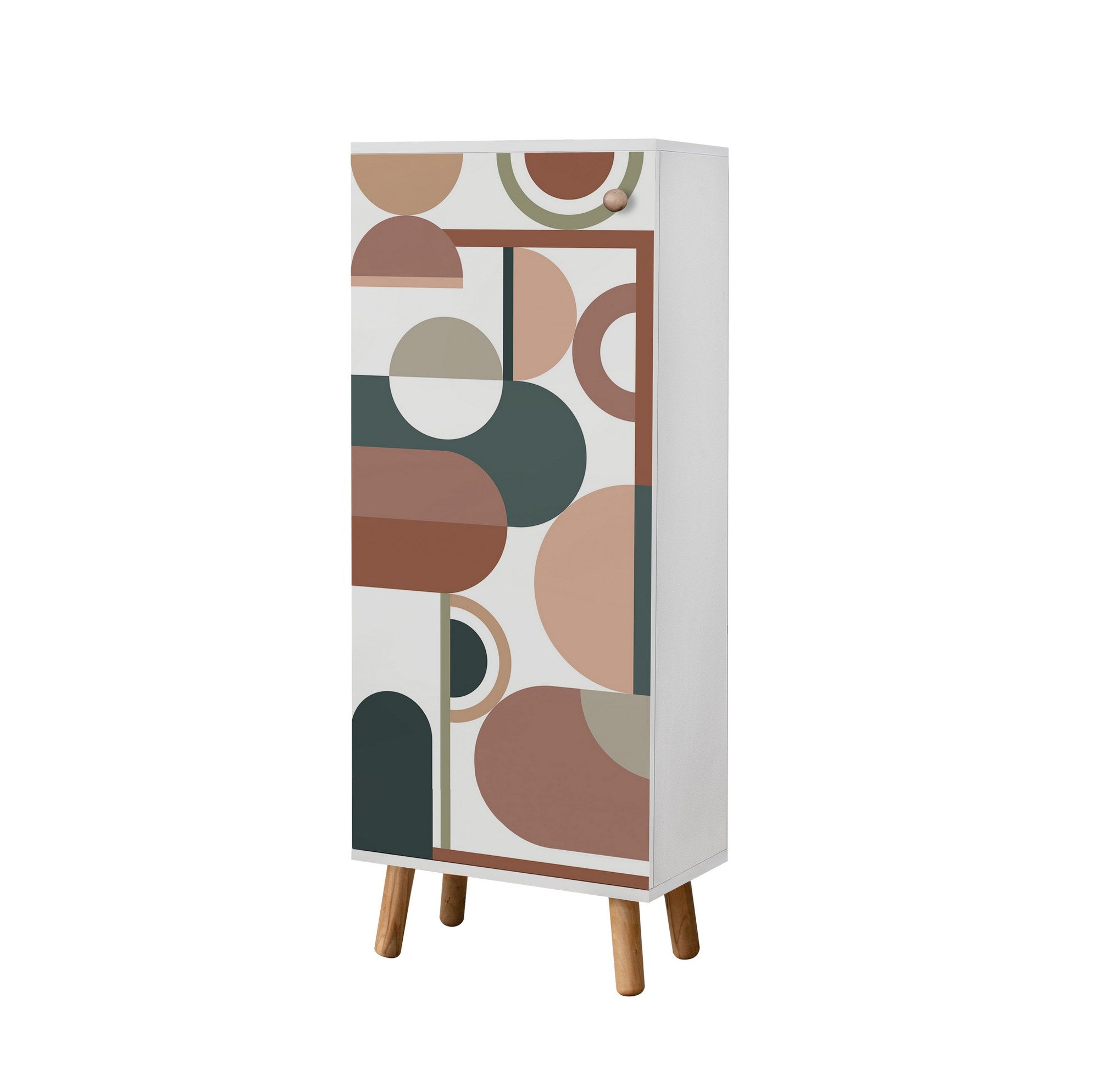 Conjunto de móveis elegantes para corredor, branco e verde, 100% revestido em melamina, 18 mm de espessura | Sapateira (50x135x38 cm) e banco (105x50x40 cm) com pés de madeira e tecido de linho
