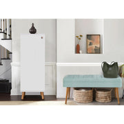 Conjunto de Móveis Elegantes para Corredor, Branco e Verde-Mar, 100% Melamina, 18mm de Espessura | Sapateira (50x135x38 cm) e Banco de Veludo (105x50x40 cm)