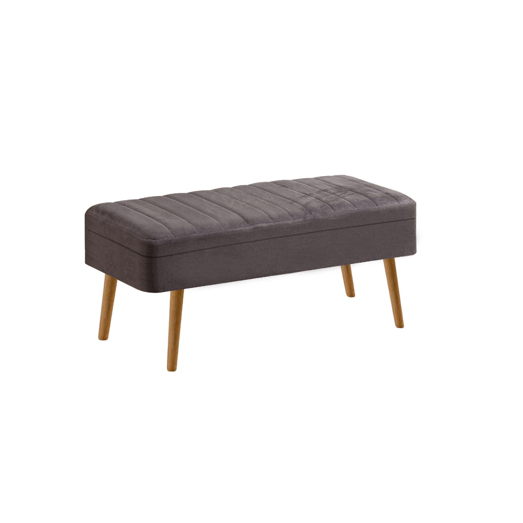 Conjunto elegante de móveis para corredor, 100% aglomerado revestido em melamina, pernas de madeira | Sapateira (50x135x38 cm) e banco de veludo (105x50x40 cm) | Design branco e cinza
