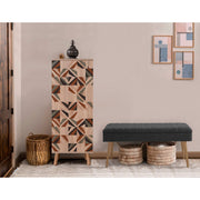 Conjunto de móveis elegantes para corredor, 100% aglomerado revestido em melamina, pernas de madeira, sapateira e banco, Sonomo/Antracite, perfeito para entrada