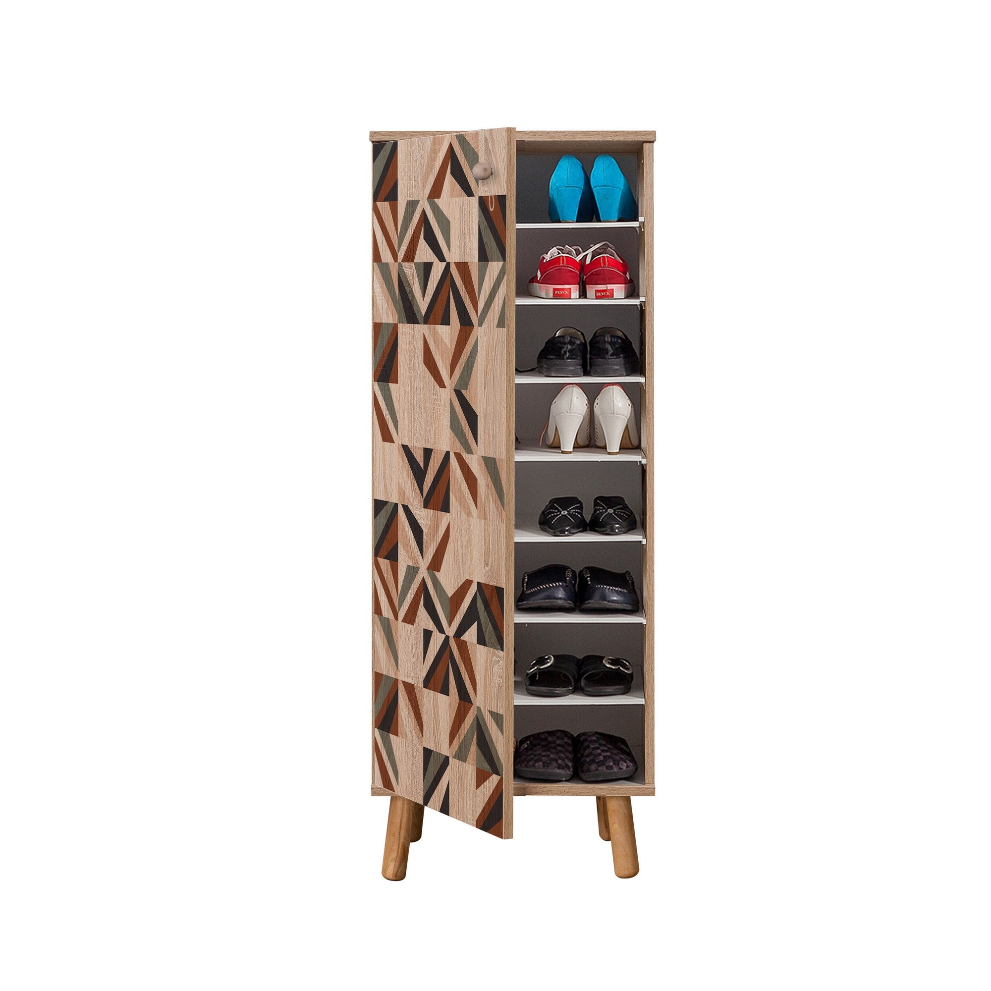 Conjunto de móveis elegantes para corredor, 100% aglomerado revestido em melamina, pernas de madeira, sapateira e banco, Sonomo/Antracite, perfeito para entrada
