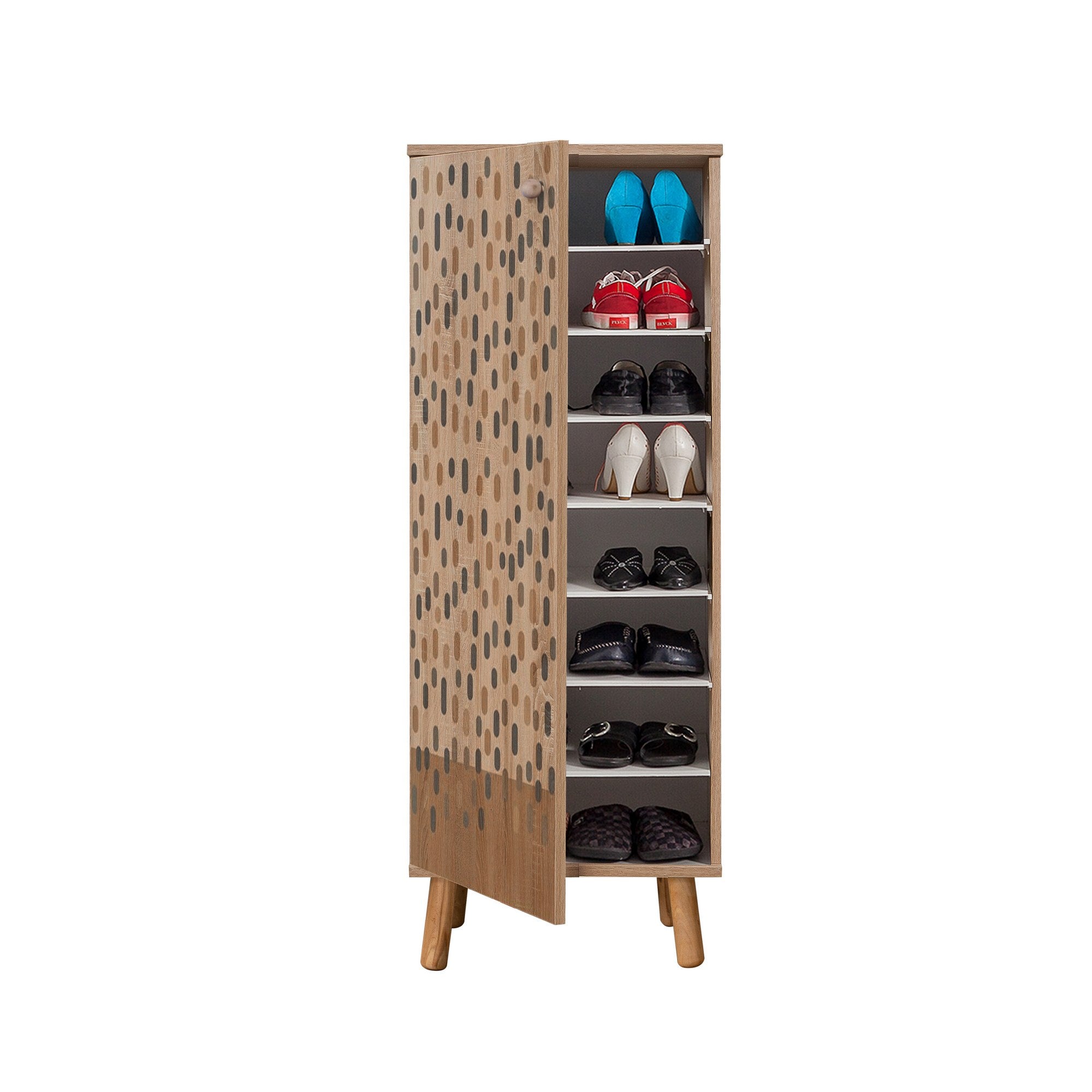 Conjunto elegante de móveis para corredor, 100% aglomerado revestido em melamina, pernas de madeira, banco e sapateira de veludo, cores Sonomo e pedra | Perfeito para entradas