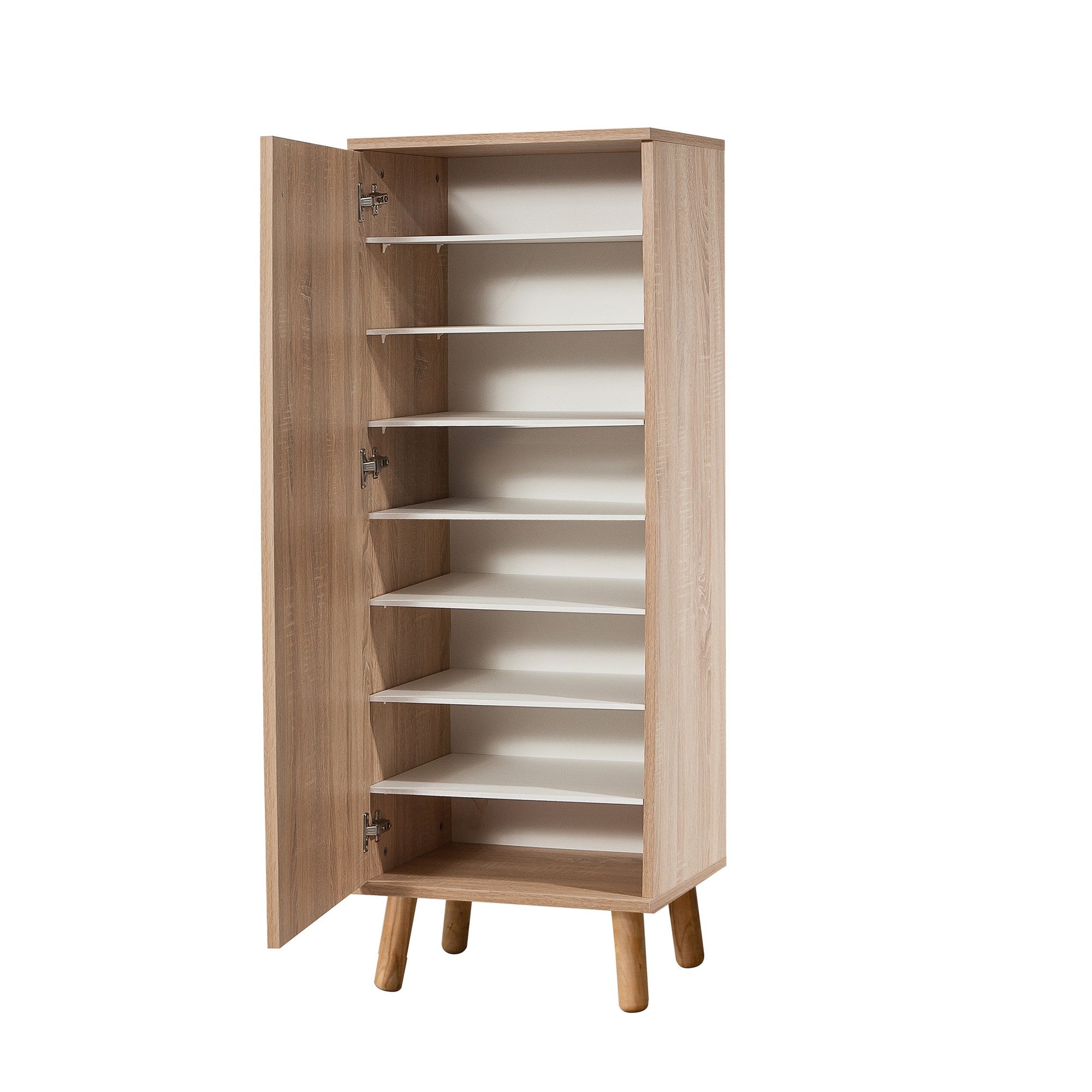Conjunto de móveis elegantes para corredor, 100% aglomerado revestido em melamina, pernas de madeira, sapateira e banco, Sonomo/Antracite, perfeito para entrada