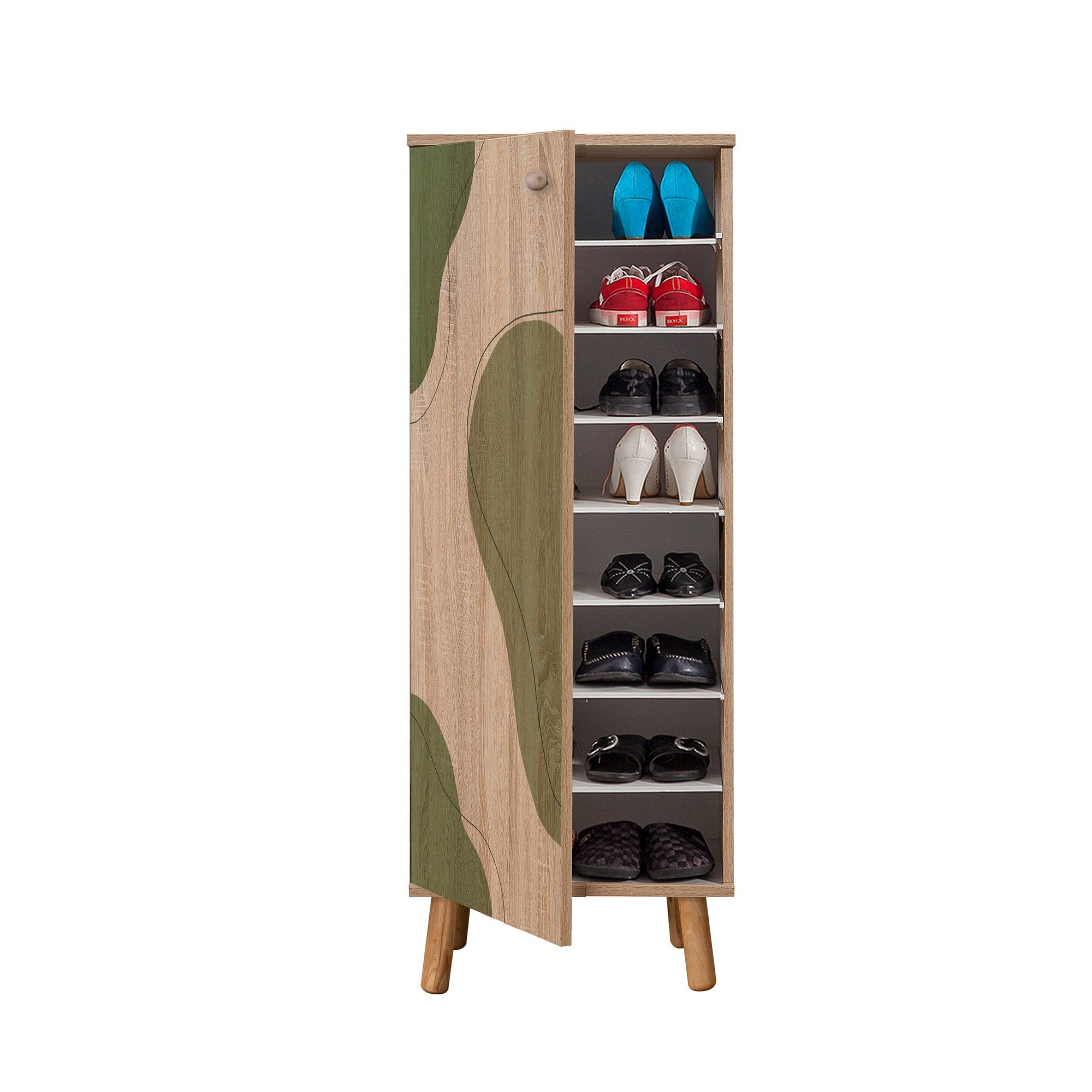 Conjunto de móveis elegantes para corredor, 100% aglomerado revestido em melamina, pernas de madeira | Sapateira (50x135x38 cm) e banco (105x50x40 cm) | Design elegante e ecológico da Sonomo