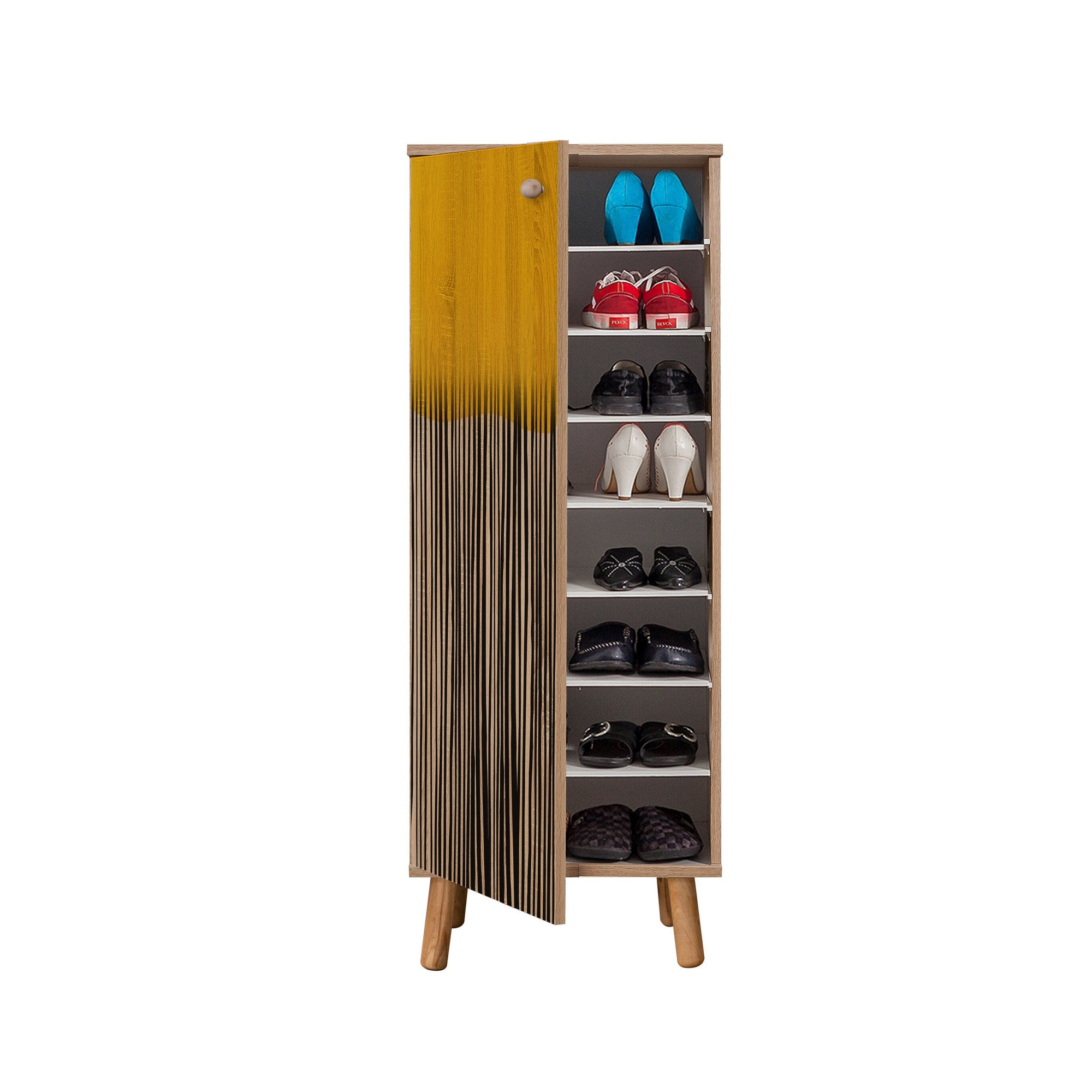Conjunto de móveis elegantes para corredor, 100% aglomerado revestido em melamina, pernas de madeira, sapateira e banco, Sonomo/Antracite, perfeito para entrada