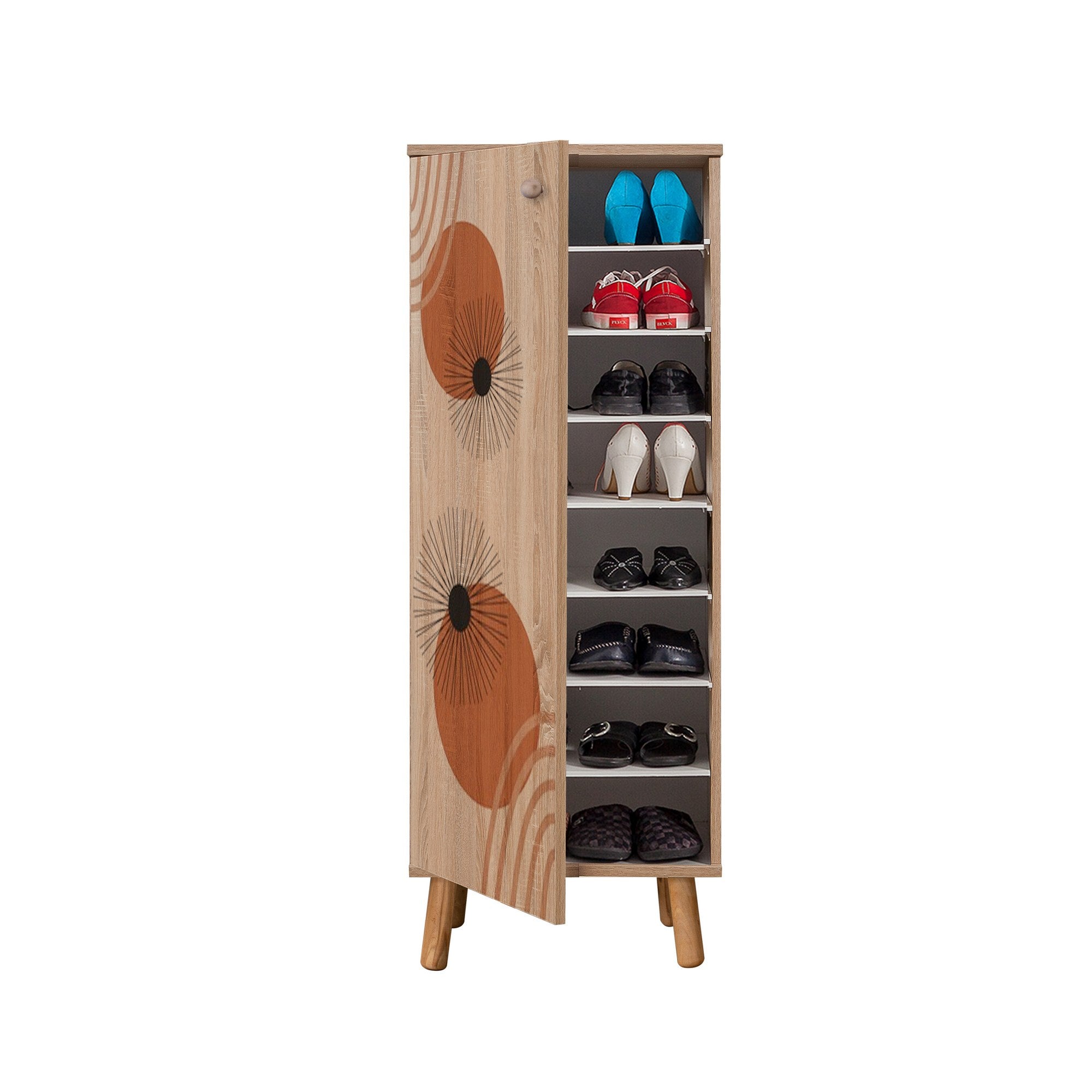 Conjunto elegante de móveis para corredor, 100% aglomerado revestido em melamina, pernas de madeira, banco e sapateira de veludo, cores Sonomo e pedra | Perfeito para entradas