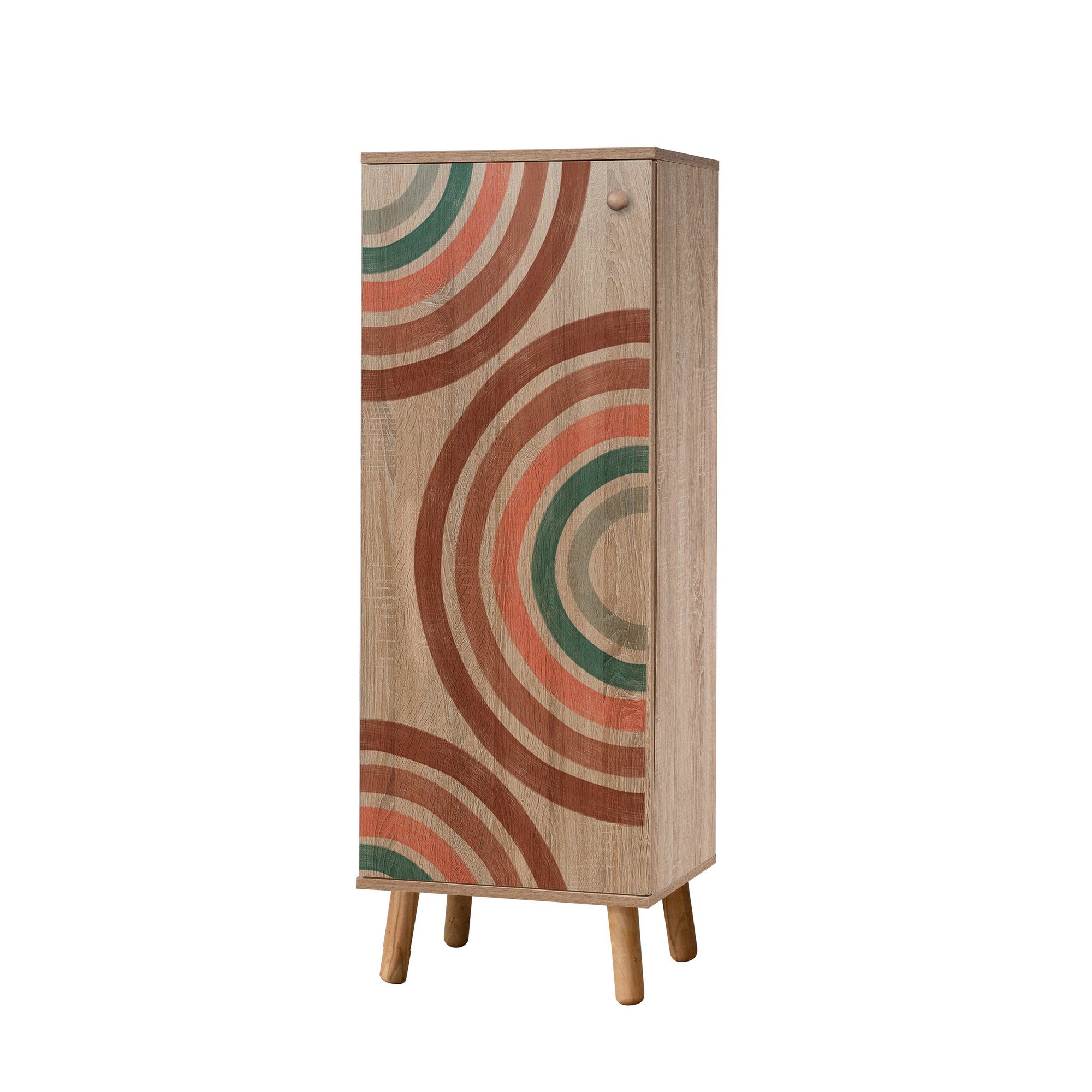 Conjunto elegante de móveis para corredor, 100% aglomerado revestido em melamina, pernas de madeira, banco e sapateira de veludo, cores Sonomo e pedra | Perfeito para entradas