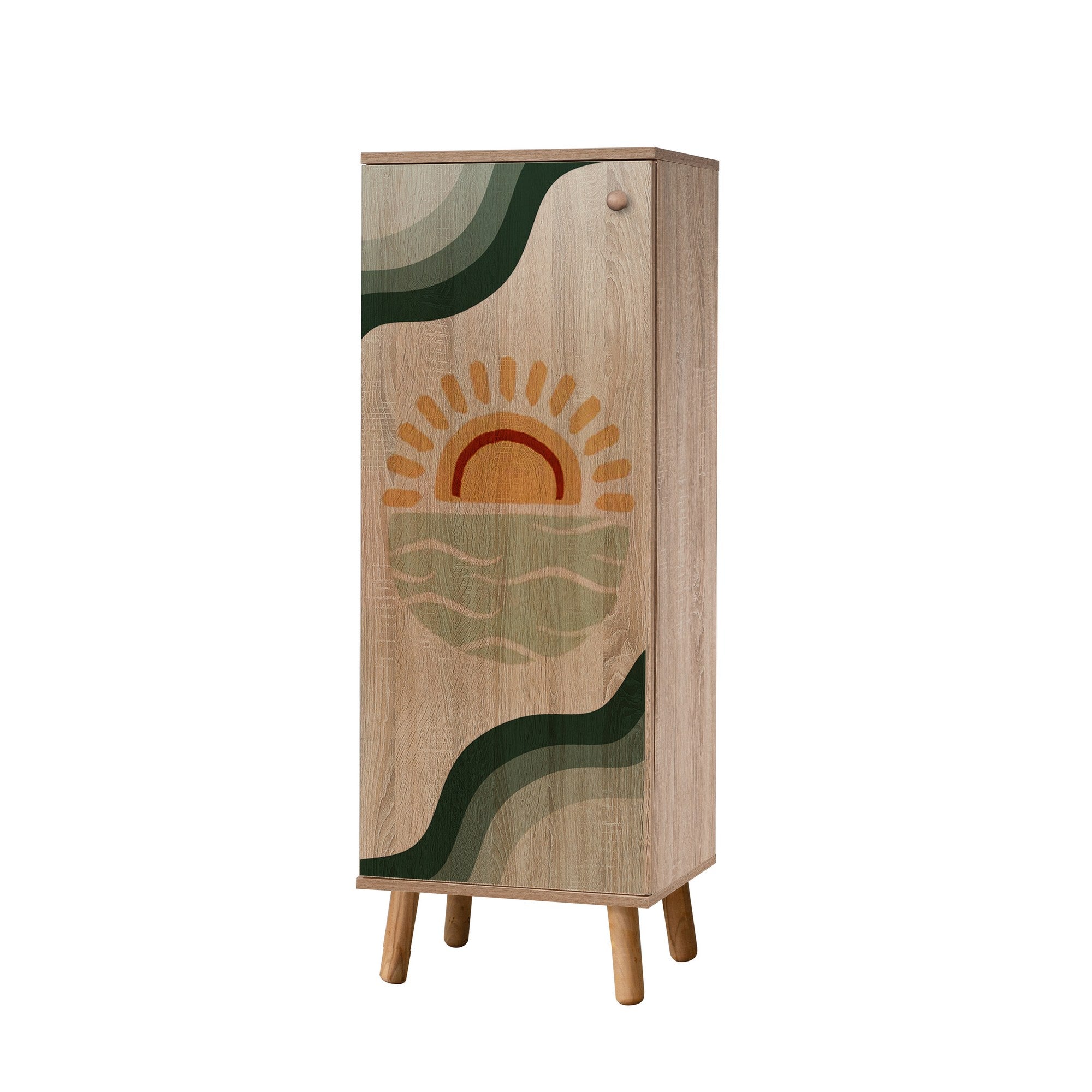 Conjunto de móveis elegantes para corredor, 100% aglomerado revestido em melamina, pernas de madeira | Sapateira (50x135x38 cm) e banco (105x50x40 cm) | Design elegante e ecológico da Sonomo