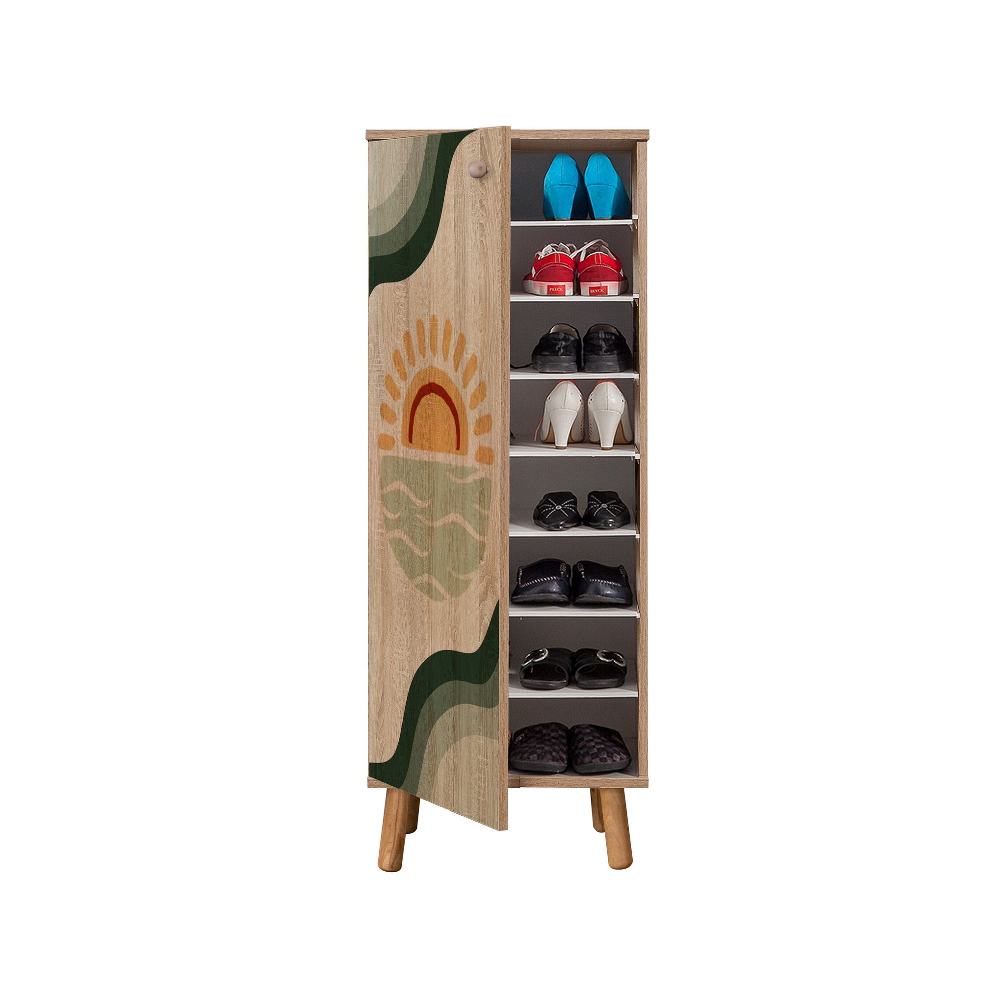 Conjunto de móveis elegantes para corredor, 100% aglomerado revestido em melamina, pernas de madeira | Sapateira (50x135x38 cm) e banco (105x50x40 cm) | Design elegante e ecológico da Sonomo