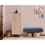 Conjunto de móveis elegantes para corredor, 100% revestido em melamina, pernas de madeira, sapateira (50x135x38 cm) e banco (105x50x40 cm), azul escuro e Sonamo, elegante e funcional