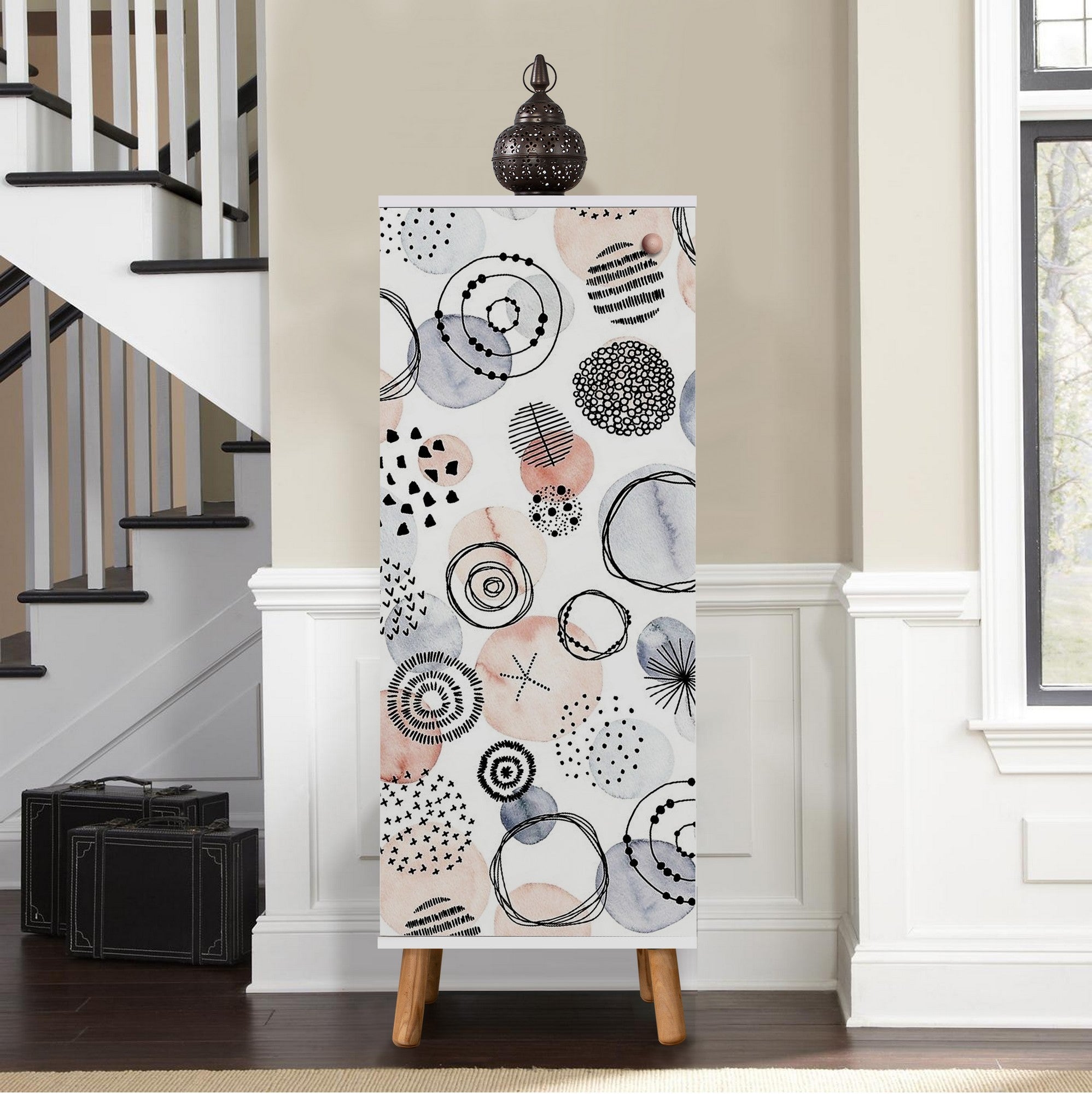 Elegante sapateira branca, 50 cm L x 135 cm A x 38 cm P | 100% aglomerado revestido em melamina, pés e puxadores de madeira maciça | Solução de armazenamento elegante para qualquer entrada
