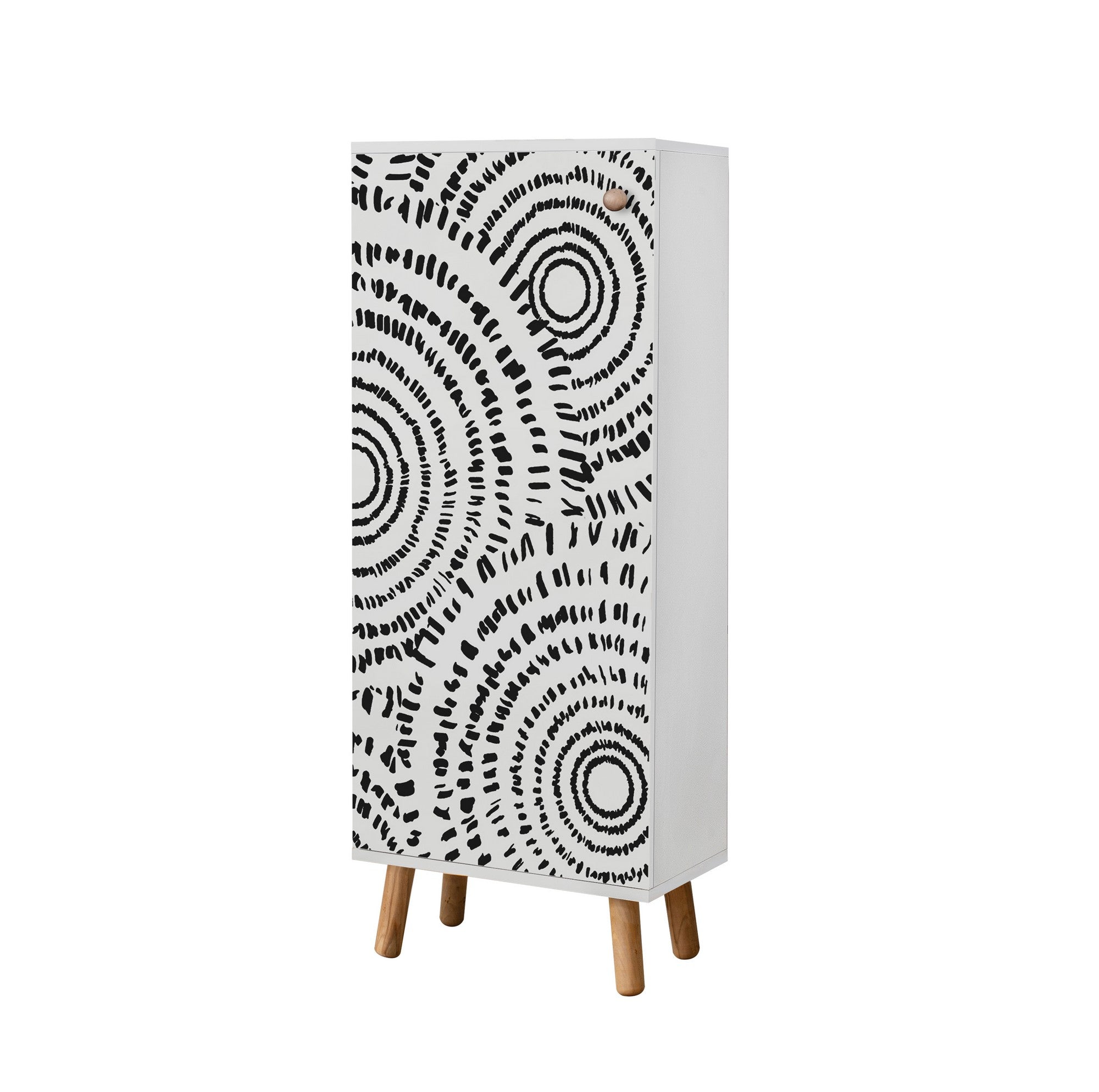 Elegante sapateira branca, 50 cm L x 135 cm A x 38 cm P | 100% aglomerado revestido em melamina, pés e puxadores de madeira maciça | Solução de armazenamento elegante para qualquer entrada