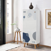 Elegante sapateira branca, 50 cm L x 135 cm A x 38 cm P | 100% aglomerado revestido em melamina, pés e puxadores de madeira maciça | Solução de armazenamento elegante para qualquer entrada