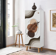 Elegante sapateira branca, 50 cm L x 135 cm A x 38 cm P | 100% aglomerado revestido em melamina, pés e puxadores de madeira maciça | Solução de armazenamento elegante para qualquer entrada