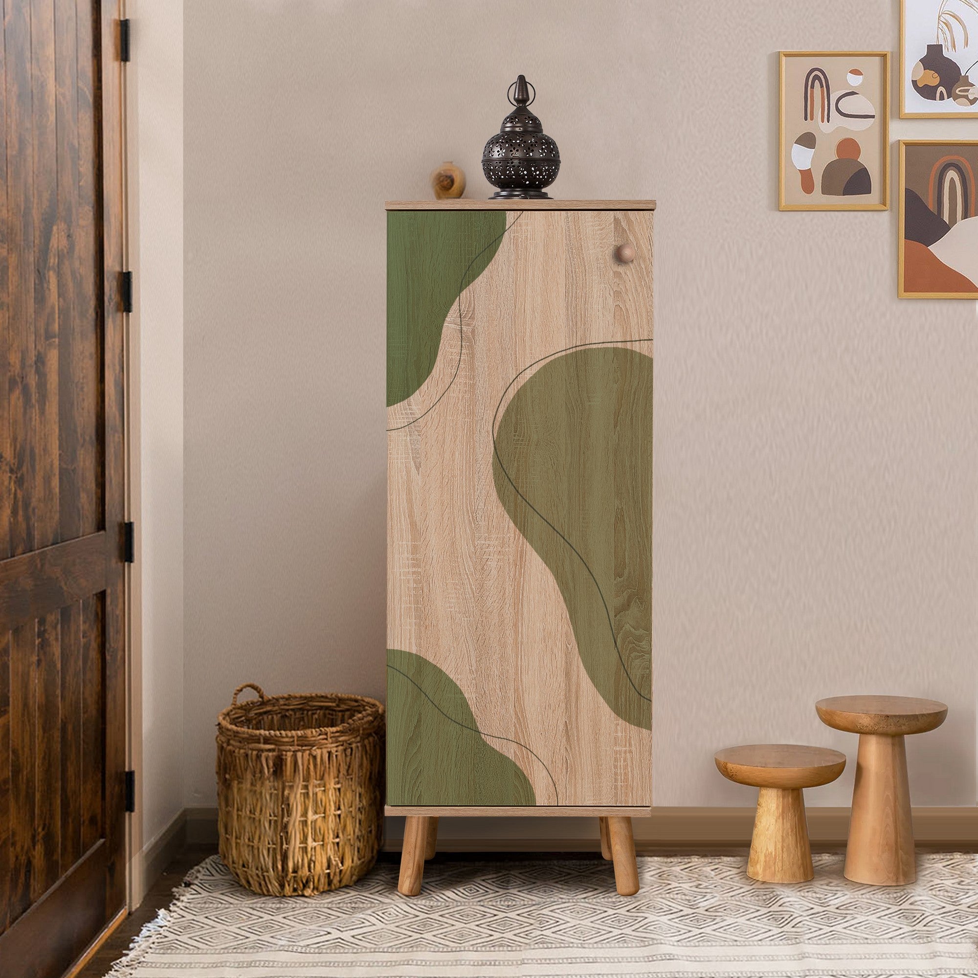 Sapateira estilosa, cor Sonomo, 50 x 135 x 38 cm | Aglomerado 100% revestido em melamina, pés e puxadores de madeira maciça | Revestimento UV durável, amplo espaço de armazenamento