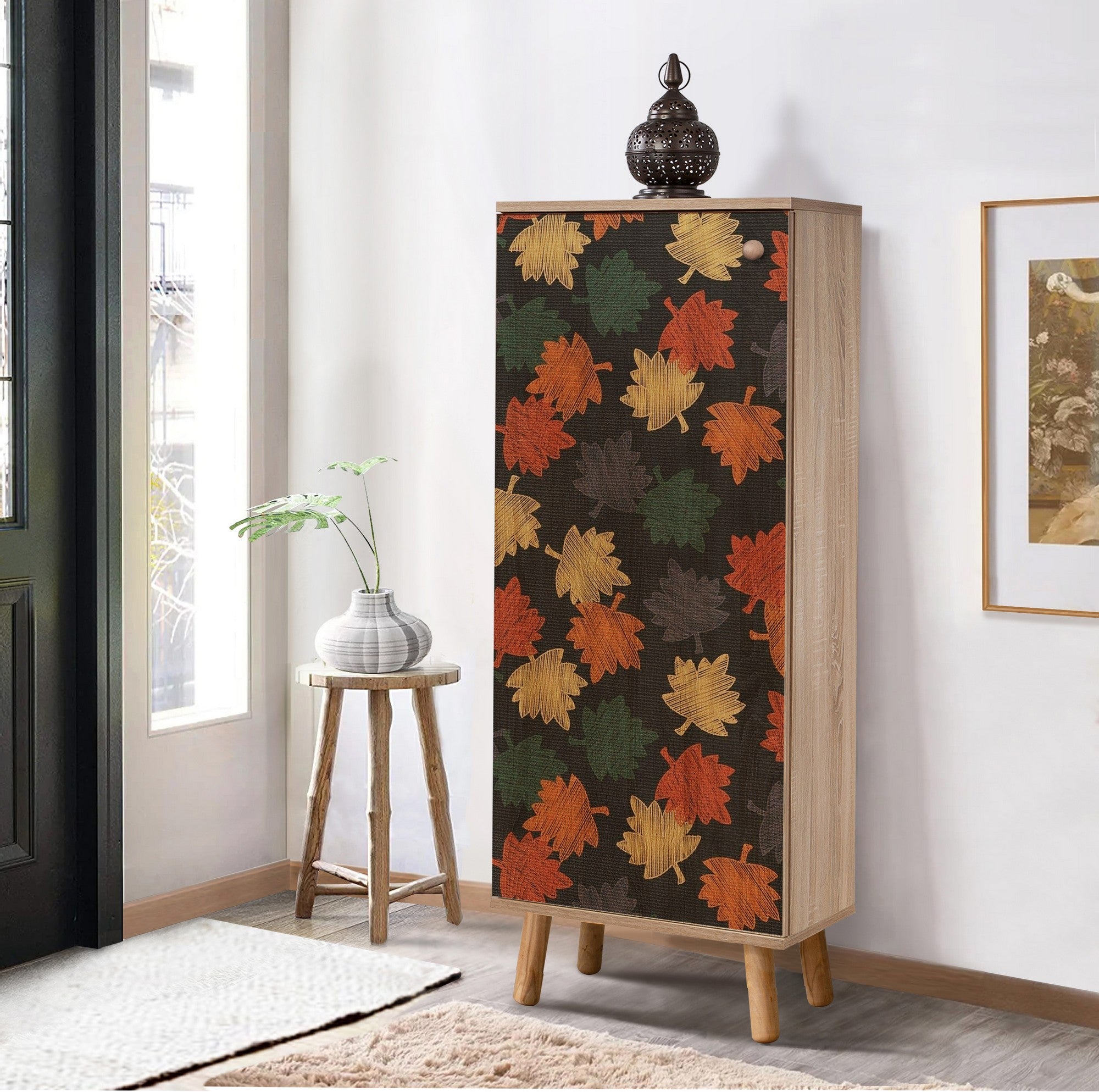Sapateira estilosa, cor Sonomo, 50 x 135 x 38 cm | Aglomerado 100% revestido em melamina, pés e puxadores de madeira maciça | Revestimento UV durável, amplo espaço de armazenamento