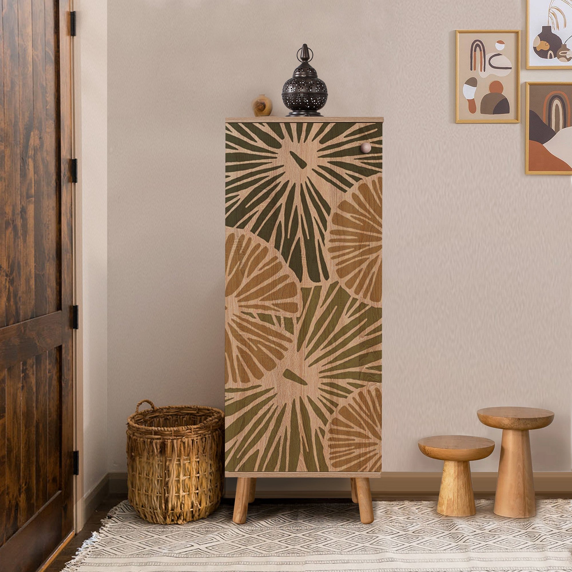 Sapateira estilosa, cor Sonomo, 50 x 135 x 38 cm | Aglomerado 100% revestido em melamina, pés e puxadores de madeira maciça | Revestimento UV durável, amplo espaço de armazenamento
