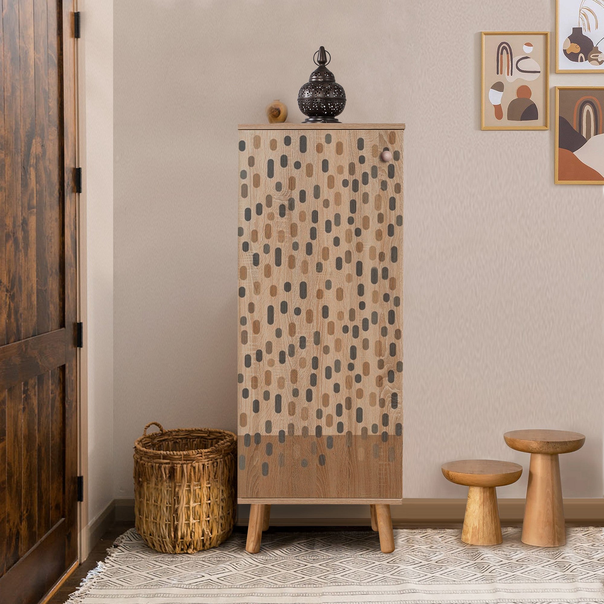 Sapateira estilosa, cor Sonomo, 50 x 135 x 38 cm | Aglomerado 100% revestido em melamina, pés e puxadores de madeira maciça | Revestimento UV durável, amplo espaço de armazenamento