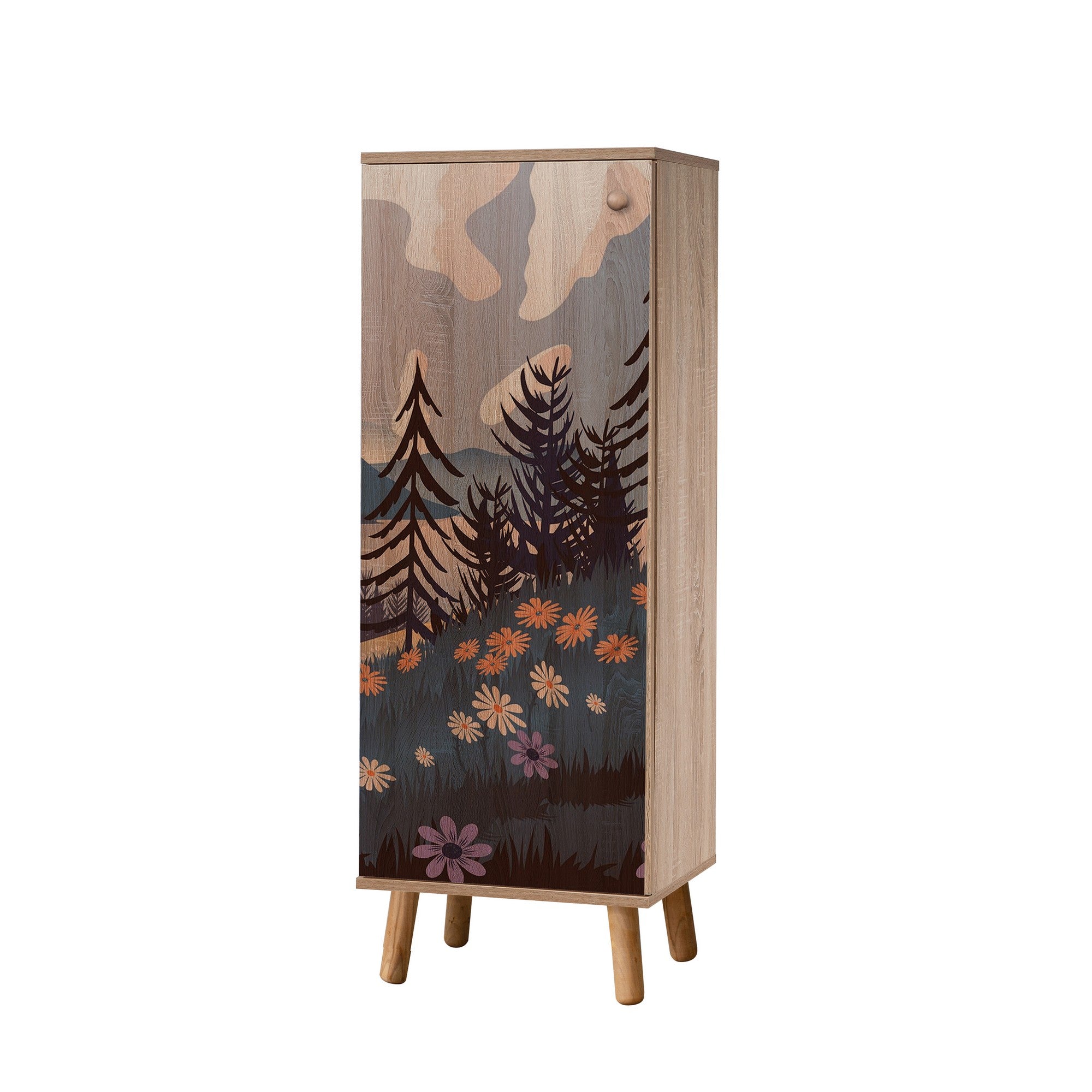 Sapateira estilosa, cor Sonomo, 50 x 135 x 38 cm | Aglomerado 100% revestido em melamina, pés e puxadores de madeira maciça | Revestimento UV durável, amplo espaço de armazenamento