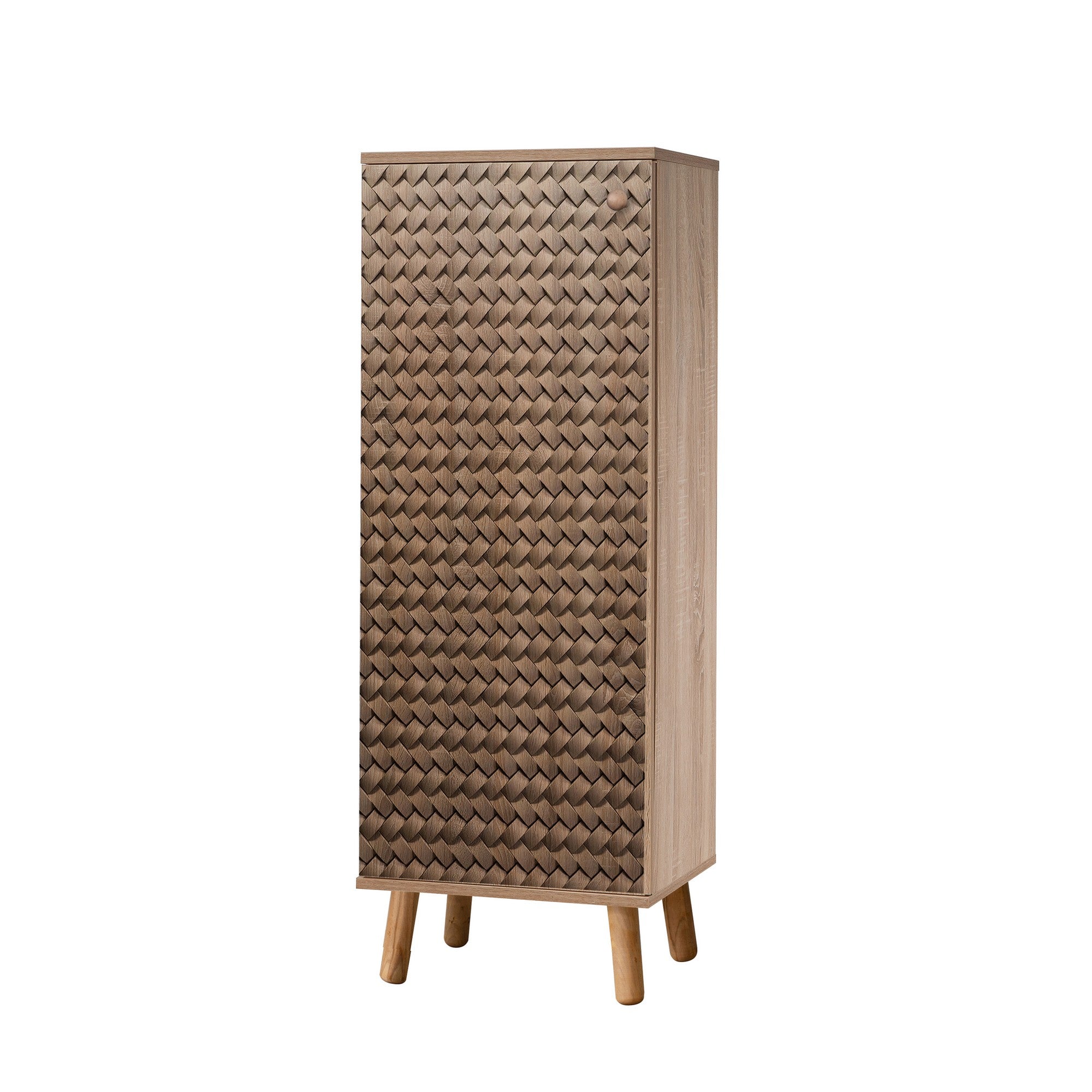 Sapateira estilosa, cor Sonomo, 50 x 135 x 38 cm | Aglomerado 100% revestido em melamina, pés e puxadores de madeira maciça | Revestimento UV durável, amplo espaço de armazenamento