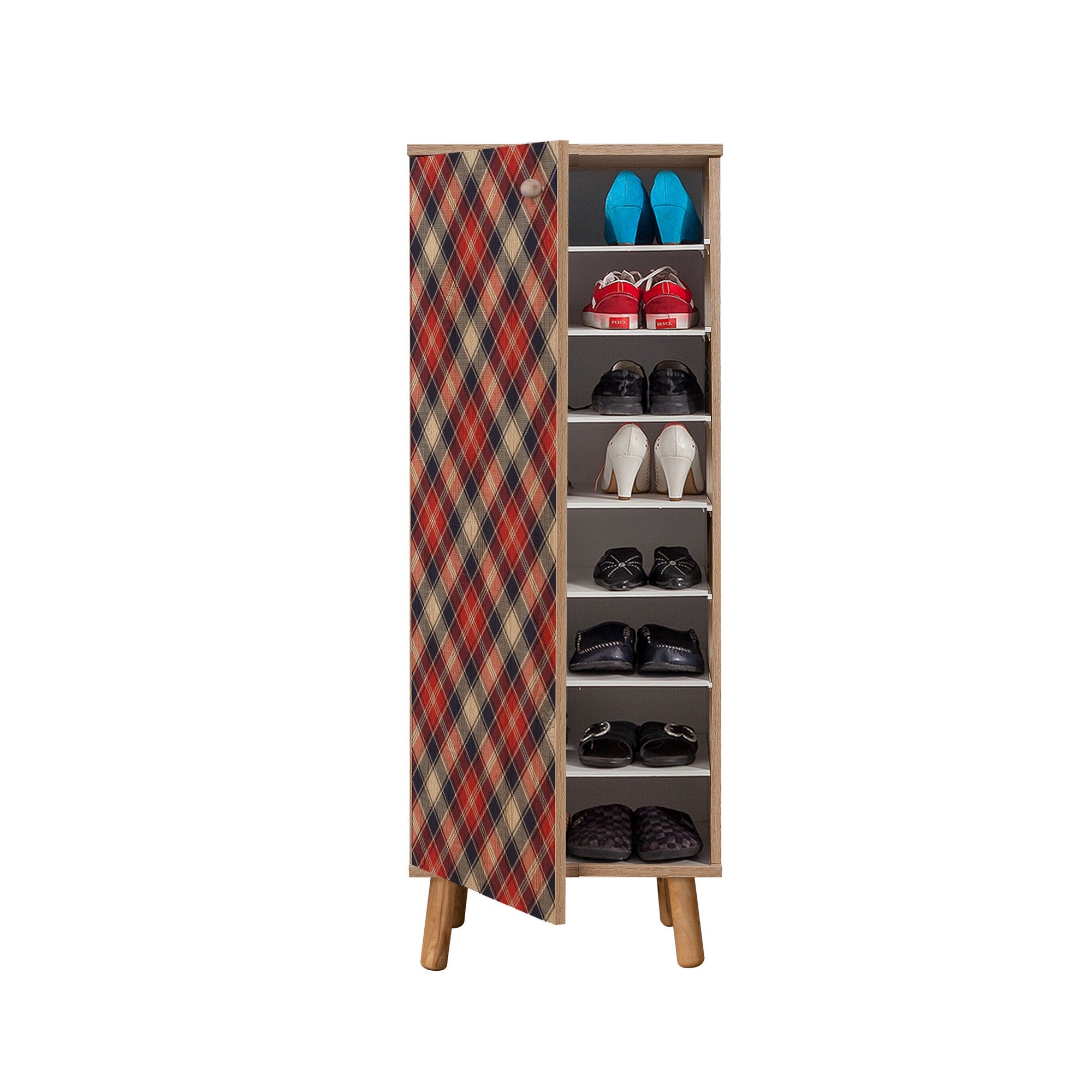 Sapateira estilosa, cor Sonomo, 50 x 135 x 38 cm | Aglomerado 100% revestido em melamina, pés e puxadores de madeira maciça | Revestimento UV durável, amplo espaço de armazenamento