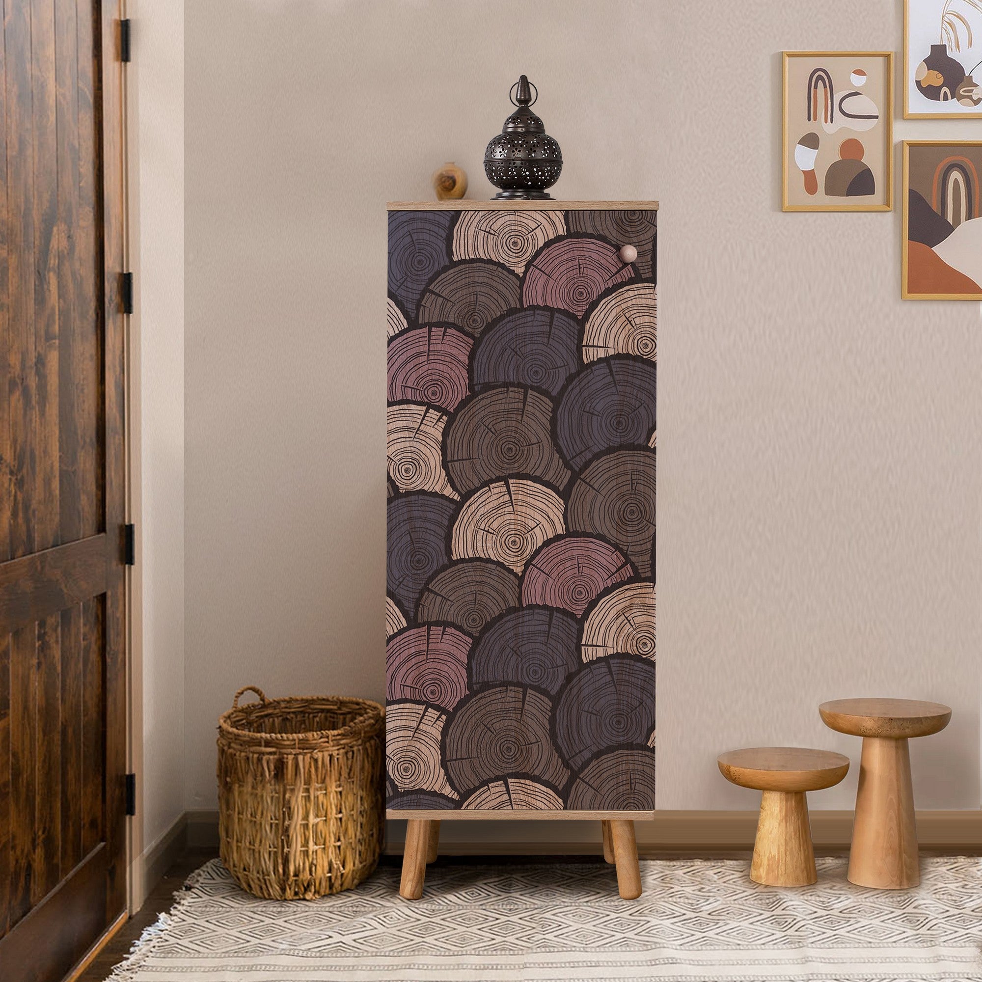 Sapateira estilosa, cor Sonomo, 50 x 135 x 38 cm | Aglomerado 100% revestido em melamina, pés e puxadores de madeira maciça | Revestimento UV durável, amplo espaço de armazenamento