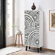 Sapateira estilosa, branca e preta, 50 x 135 x 38 cm | Aglomerado 100% revestido em melamina, pés e puxadores de madeira maciça | Revestimento UV durável, amplo espaço de armazenamento